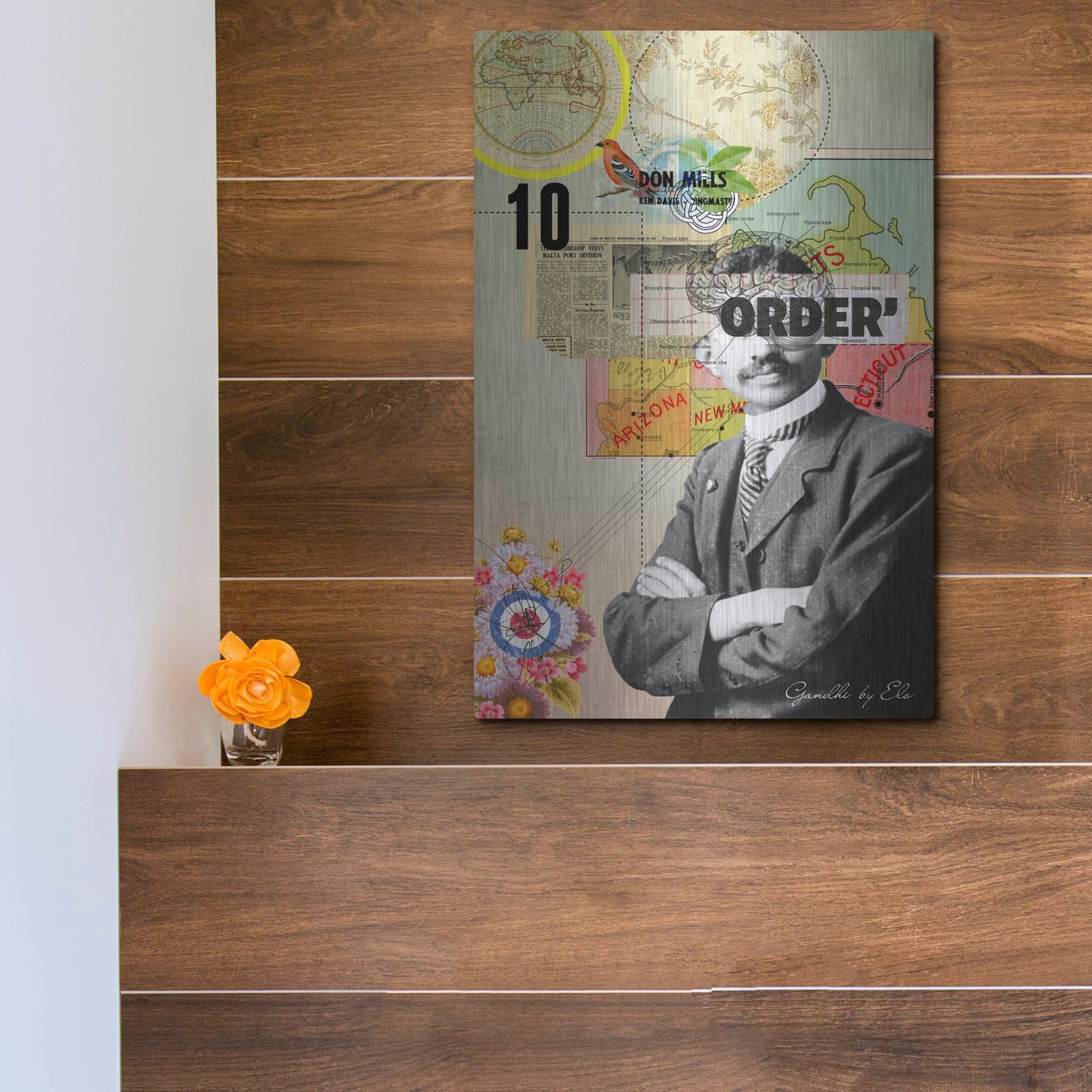 Luxe Metal Art 'Gandhi' by Elo Marc, Metal Wall Art,12x16