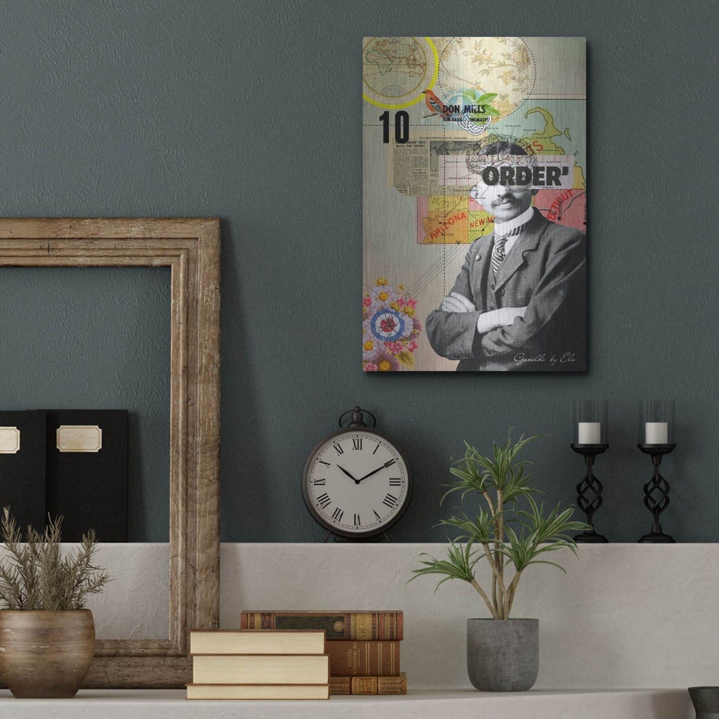 Luxe Metal Art 'Gandhi' by Elo Marc, Metal Wall Art,12x16