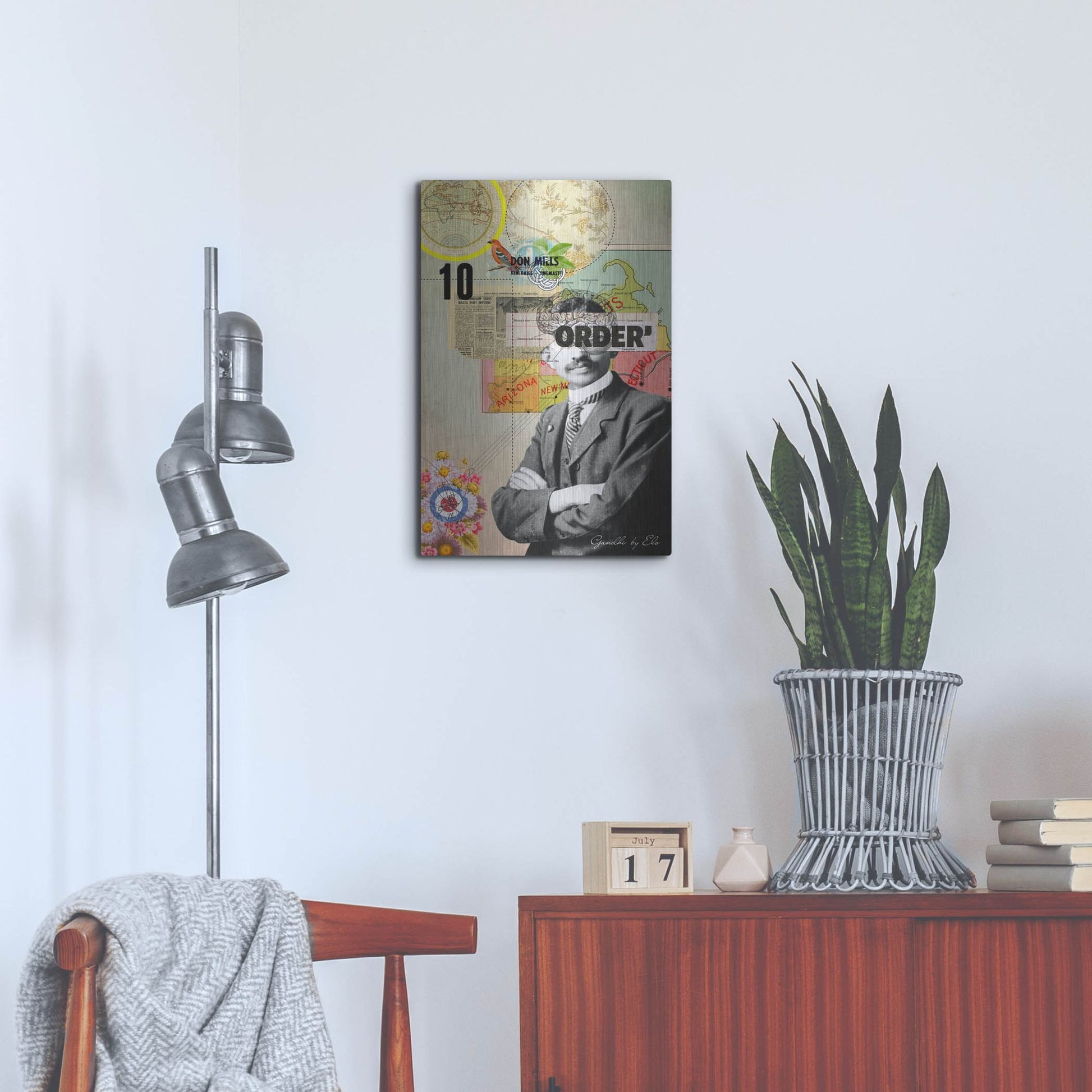 Luxe Metal Art 'Gandhi' by Elo Marc, Metal Wall Art,16x24