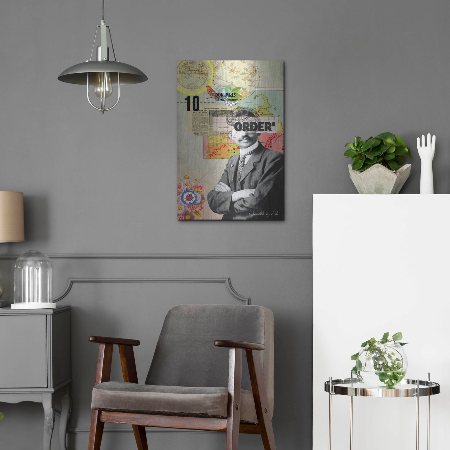Luxe Metal Art 'Gandhi' by Elo Marc, Metal Wall Art,16x24