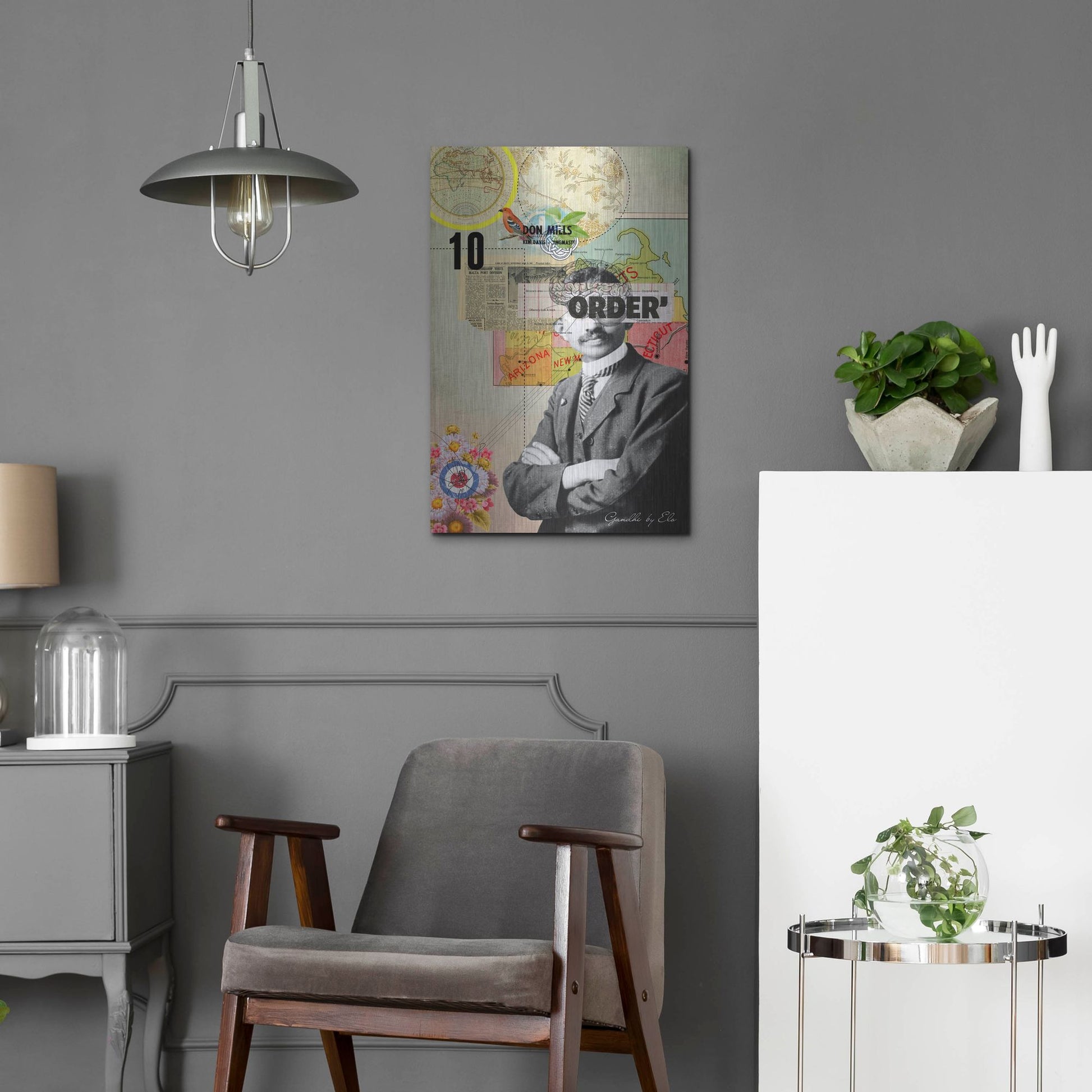 Luxe Metal Art 'Gandhi' by Elo Marc, Metal Wall Art,16x24