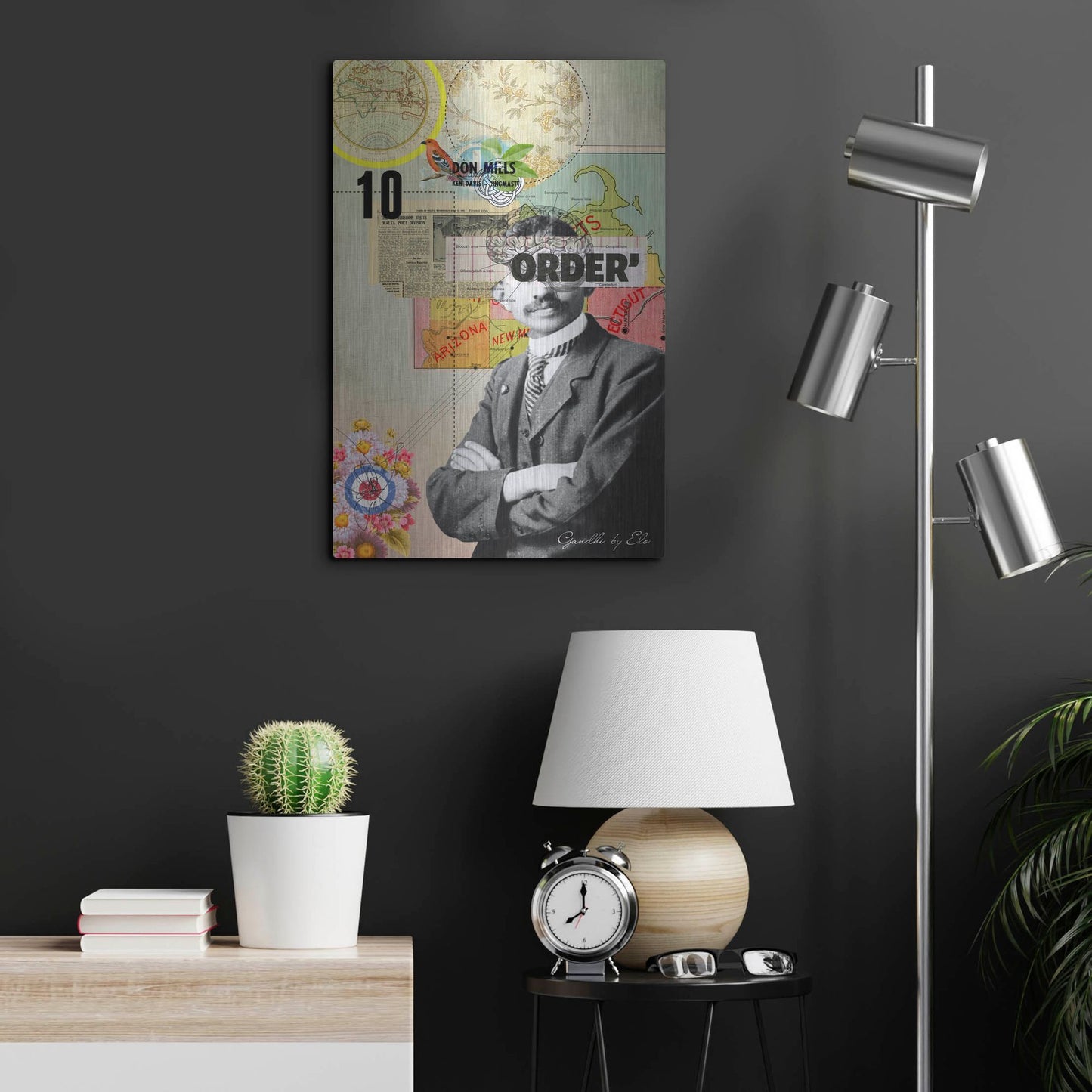 Luxe Metal Art 'Gandhi' by Elo Marc, Metal Wall Art,16x24