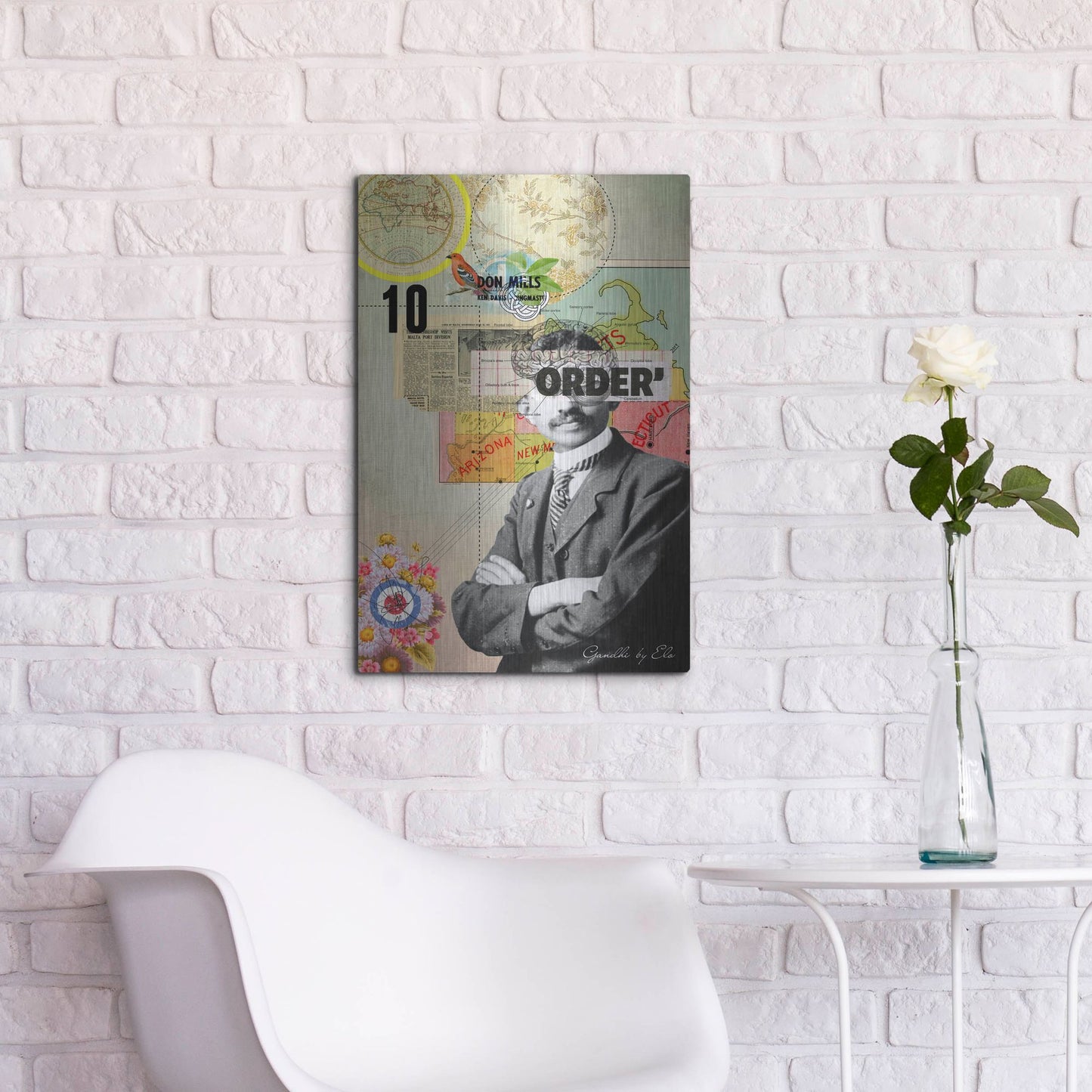 Luxe Metal Art 'Gandhi' by Elo Marc, Metal Wall Art,16x24