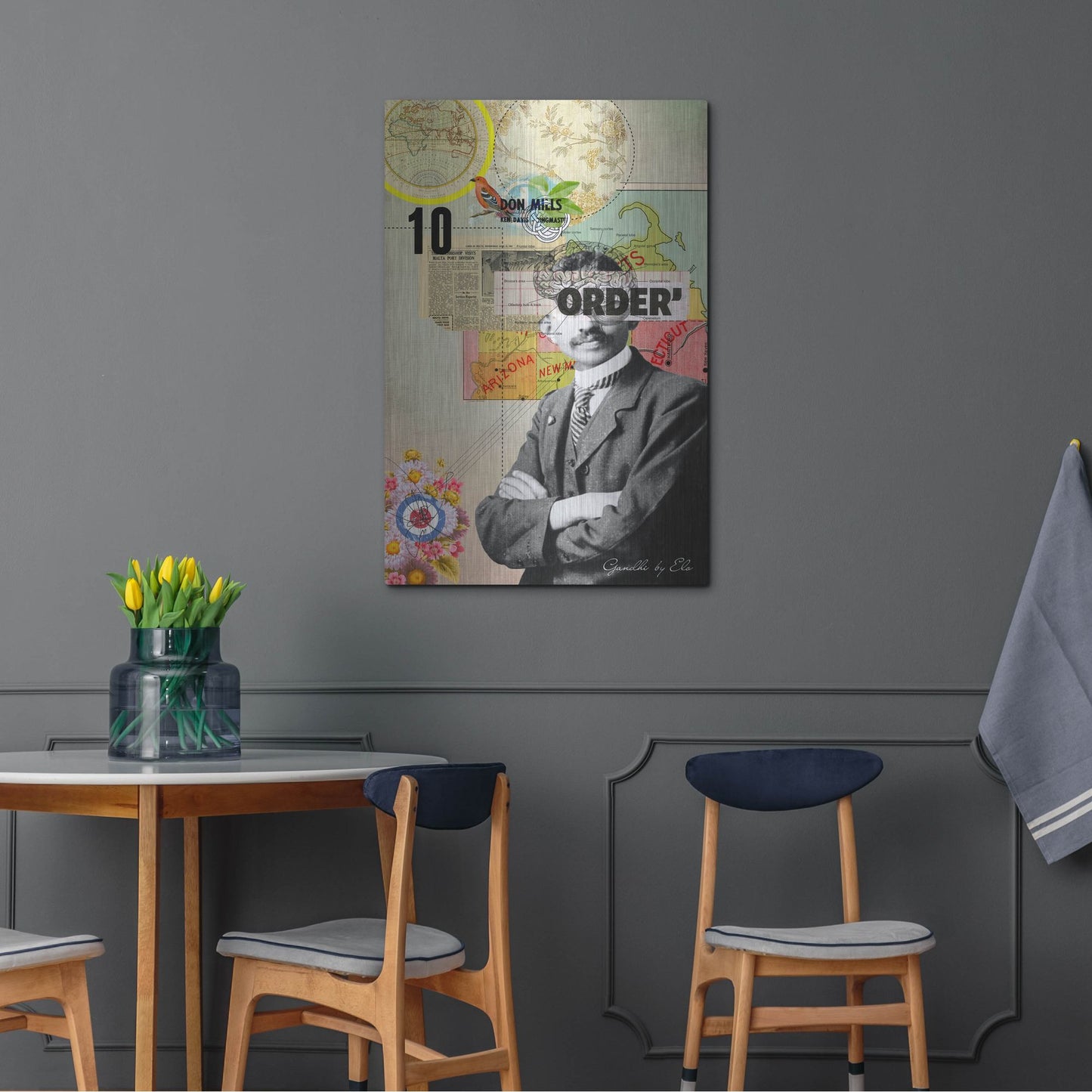 Luxe Metal Art 'Gandhi' by Elo Marc, Metal Wall Art,24x36