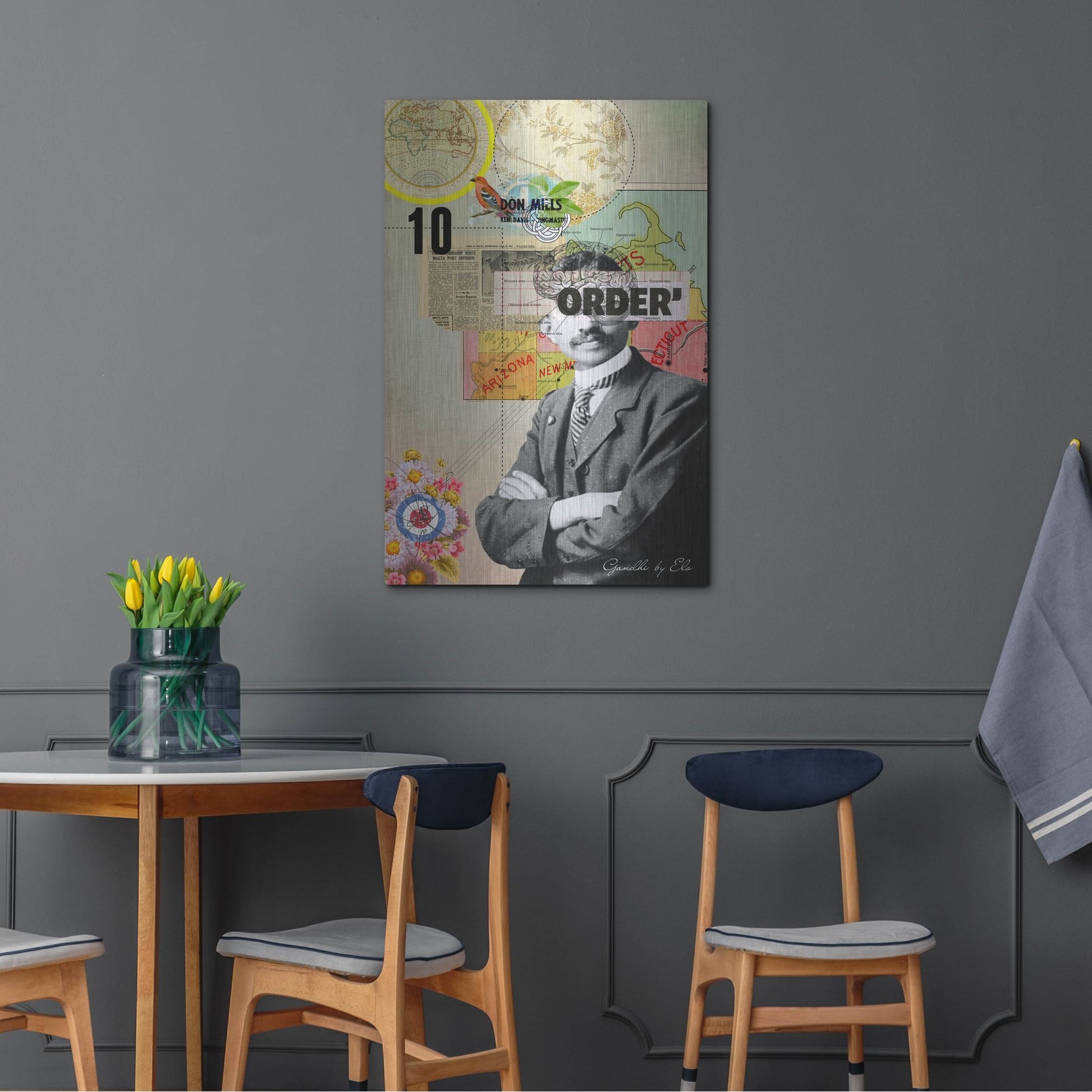 Luxe Metal Art 'Gandhi' by Elo Marc, Metal Wall Art,24x36