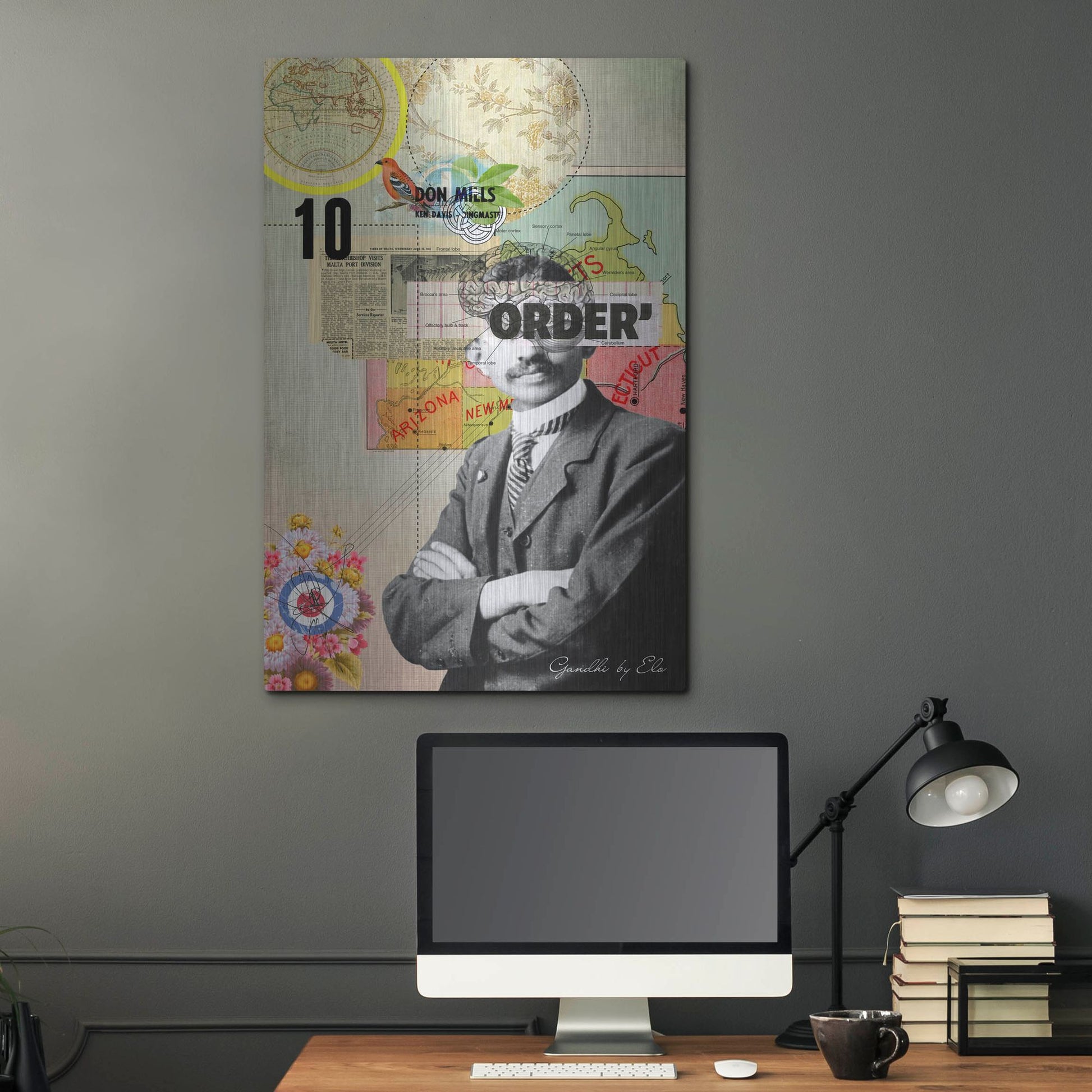 Luxe Metal Art 'Gandhi' by Elo Marc, Metal Wall Art,24x36