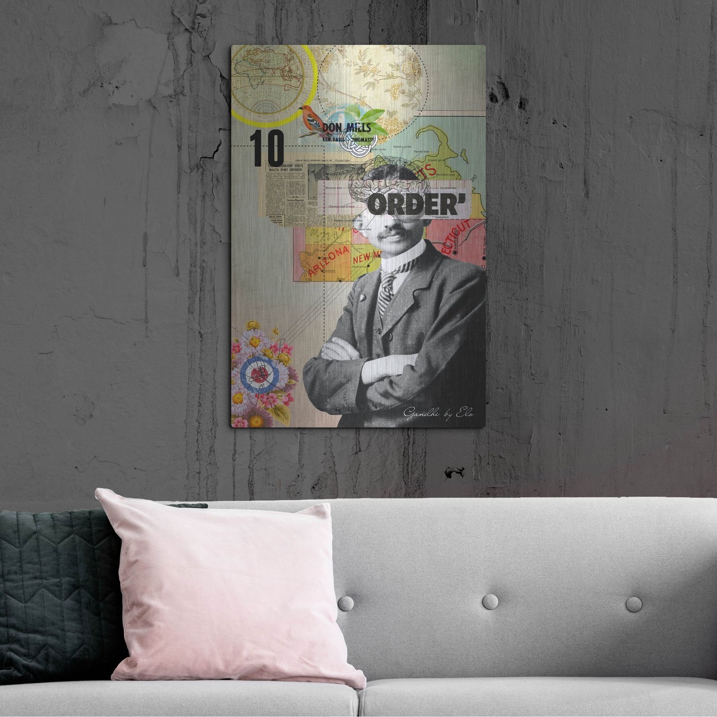Luxe Metal Art 'Gandhi' by Elo Marc, Metal Wall Art,24x36