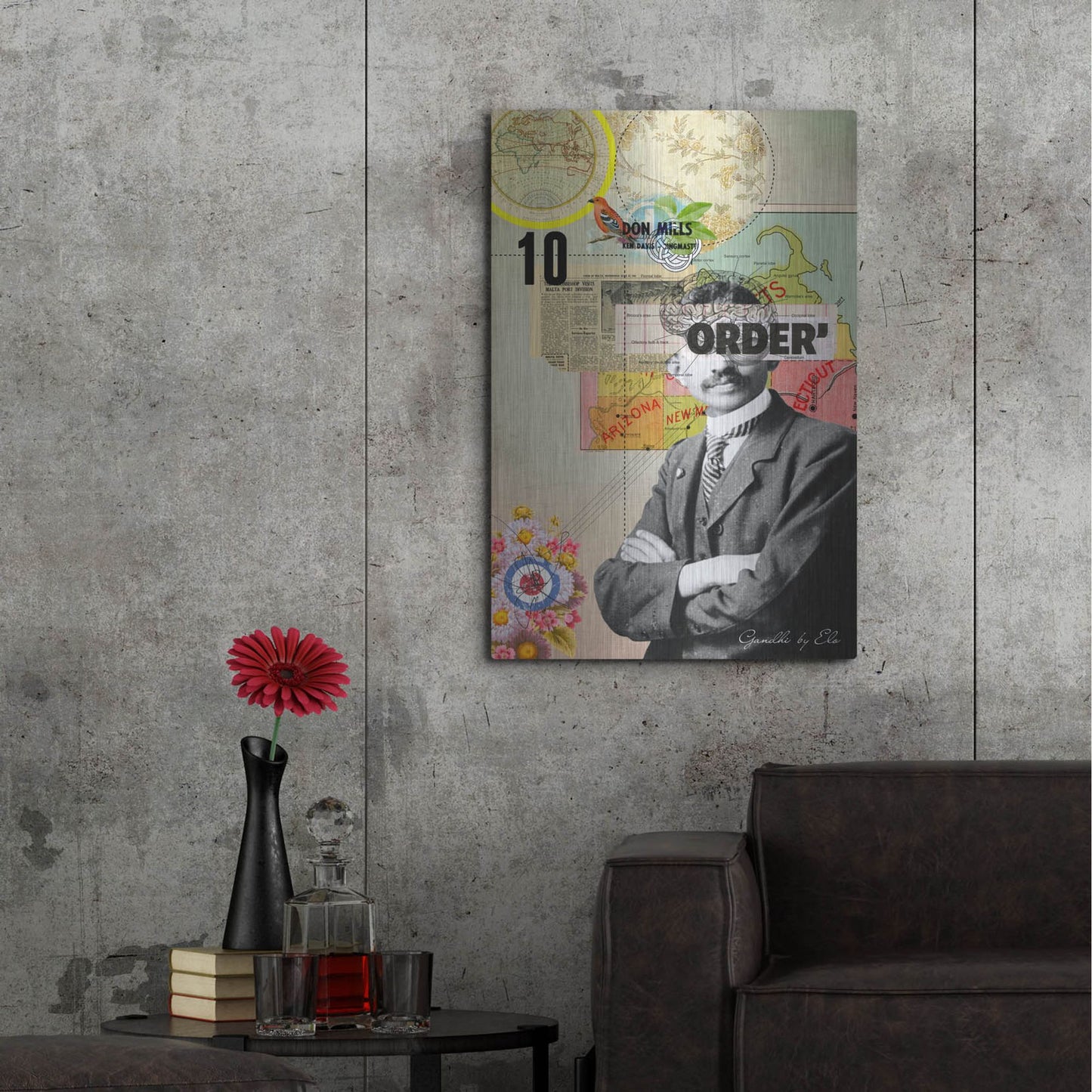 Luxe Metal Art 'Gandhi' by Elo Marc, Metal Wall Art,24x36