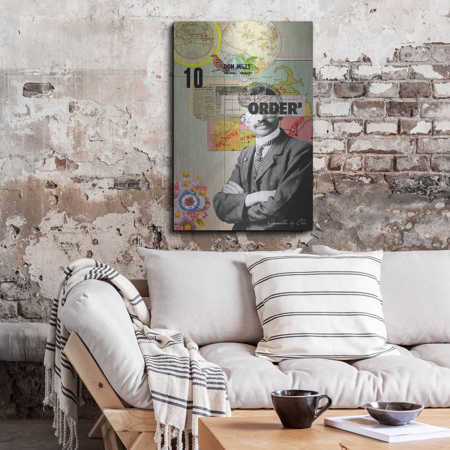 Luxe Metal Art 'Gandhi' by Elo Marc, Metal Wall Art,24x36