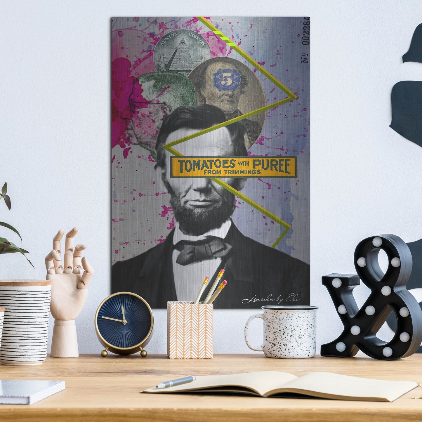 Luxe Metal Art 'Lincoln' by Elo Marc, Metal Wall Art,12x16