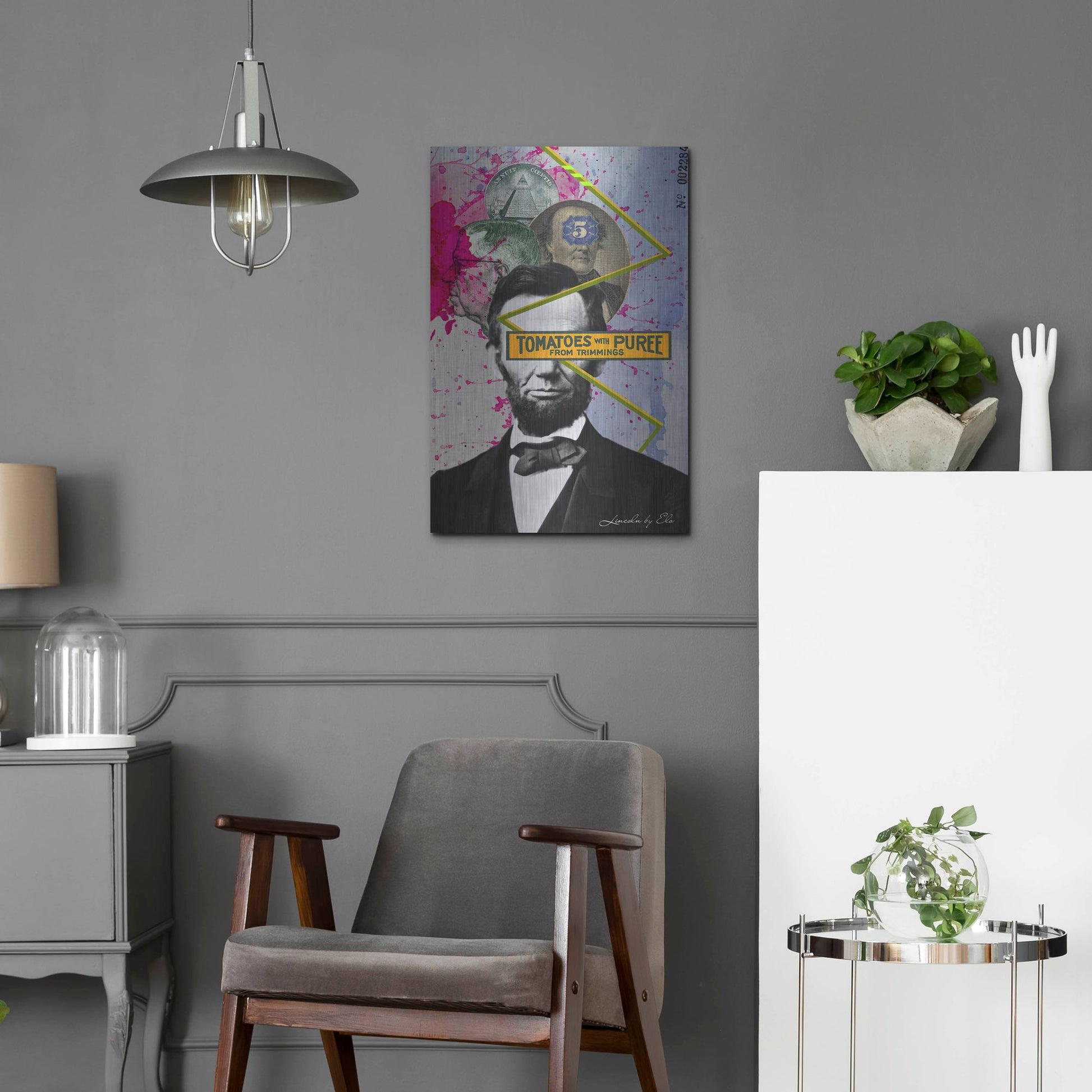 Luxe Metal Art 'Lincoln' by Elo Marc, Metal Wall Art,16x24