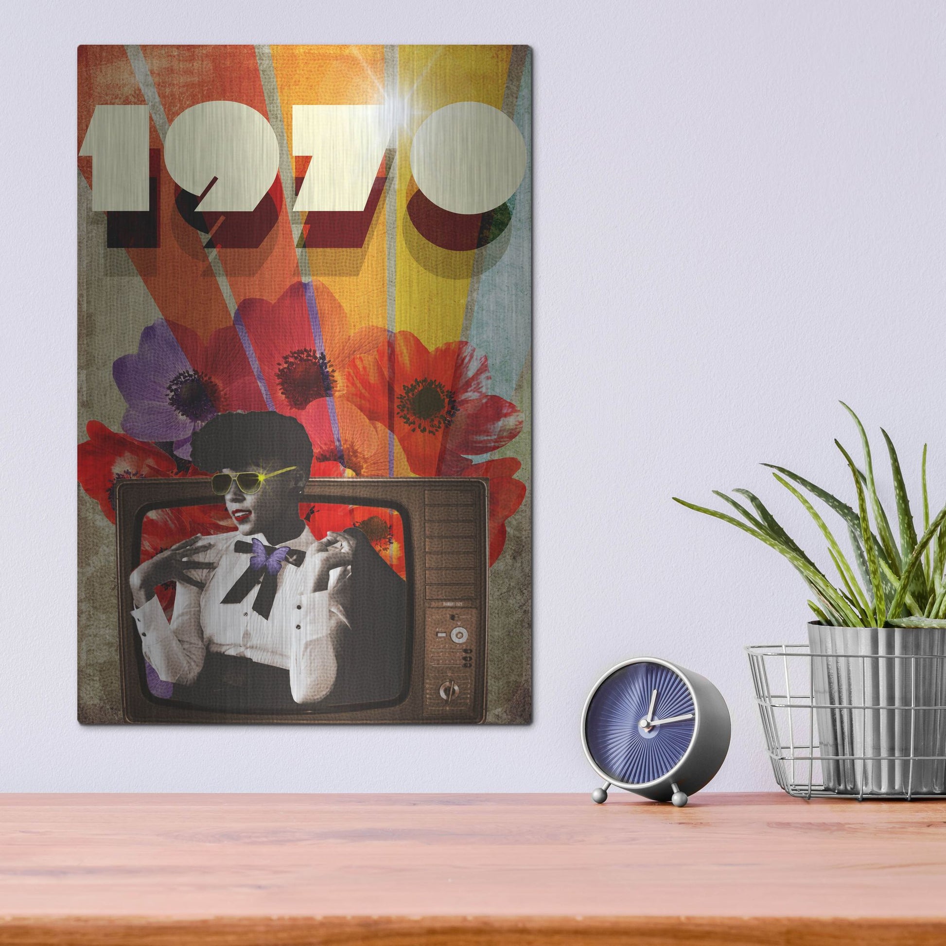 Luxe Metal Art '1970' by Elo Marc, Metal Wall Art,12x16