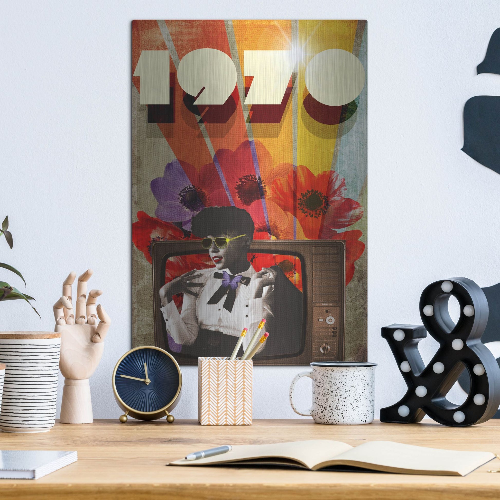 Luxe Metal Art '1970' by Elo Marc, Metal Wall Art,12x16