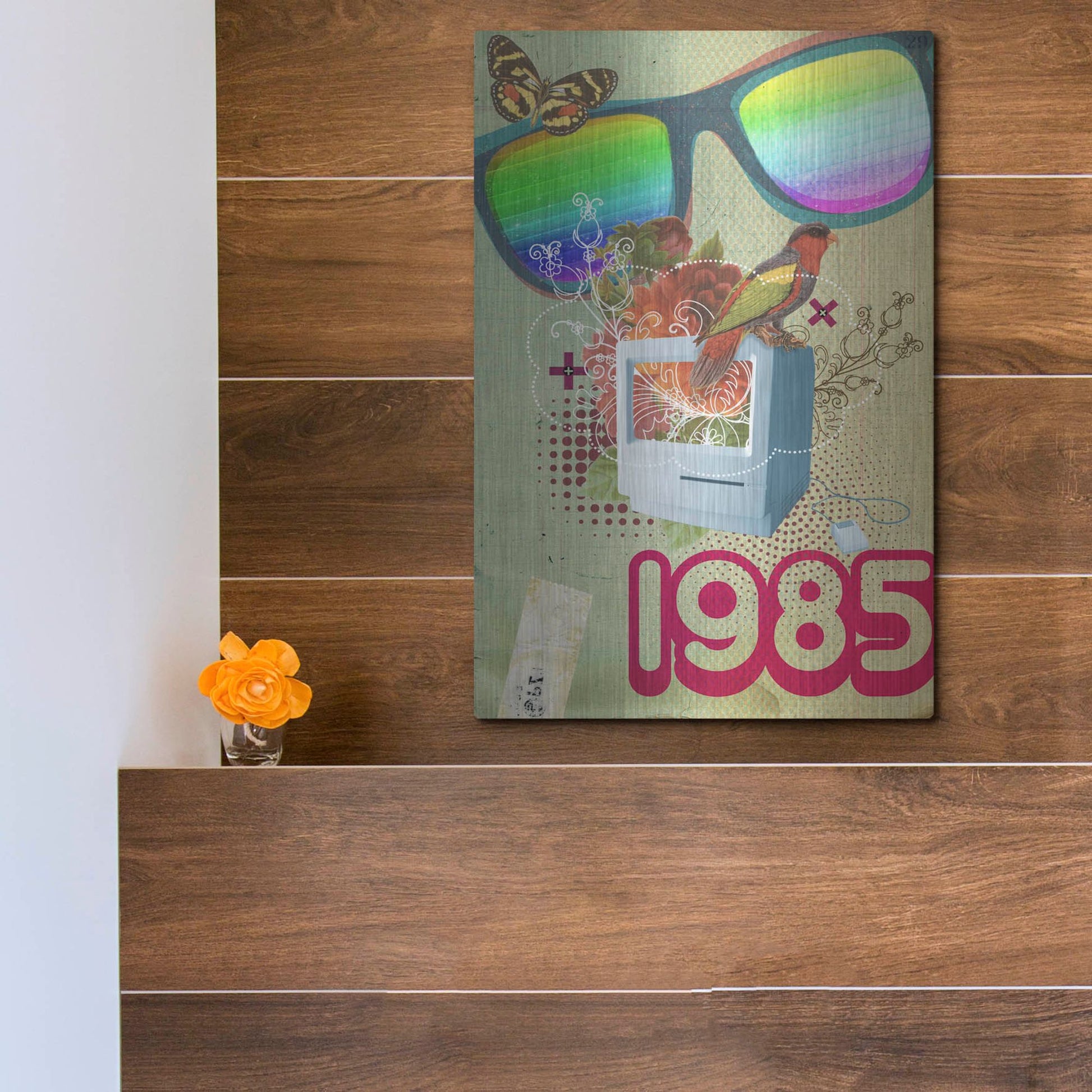 Luxe Metal Art '1985' by Elo Marc, Metal Wall Art,12x16