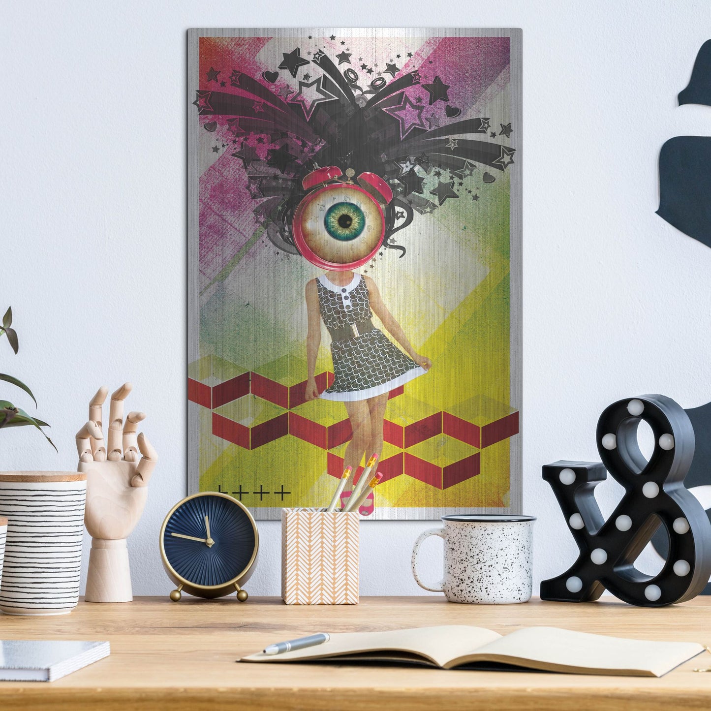 Luxe Metal Art 'Do You Watch Your Time' by Elo Marc, Metal Wall Art,12x16