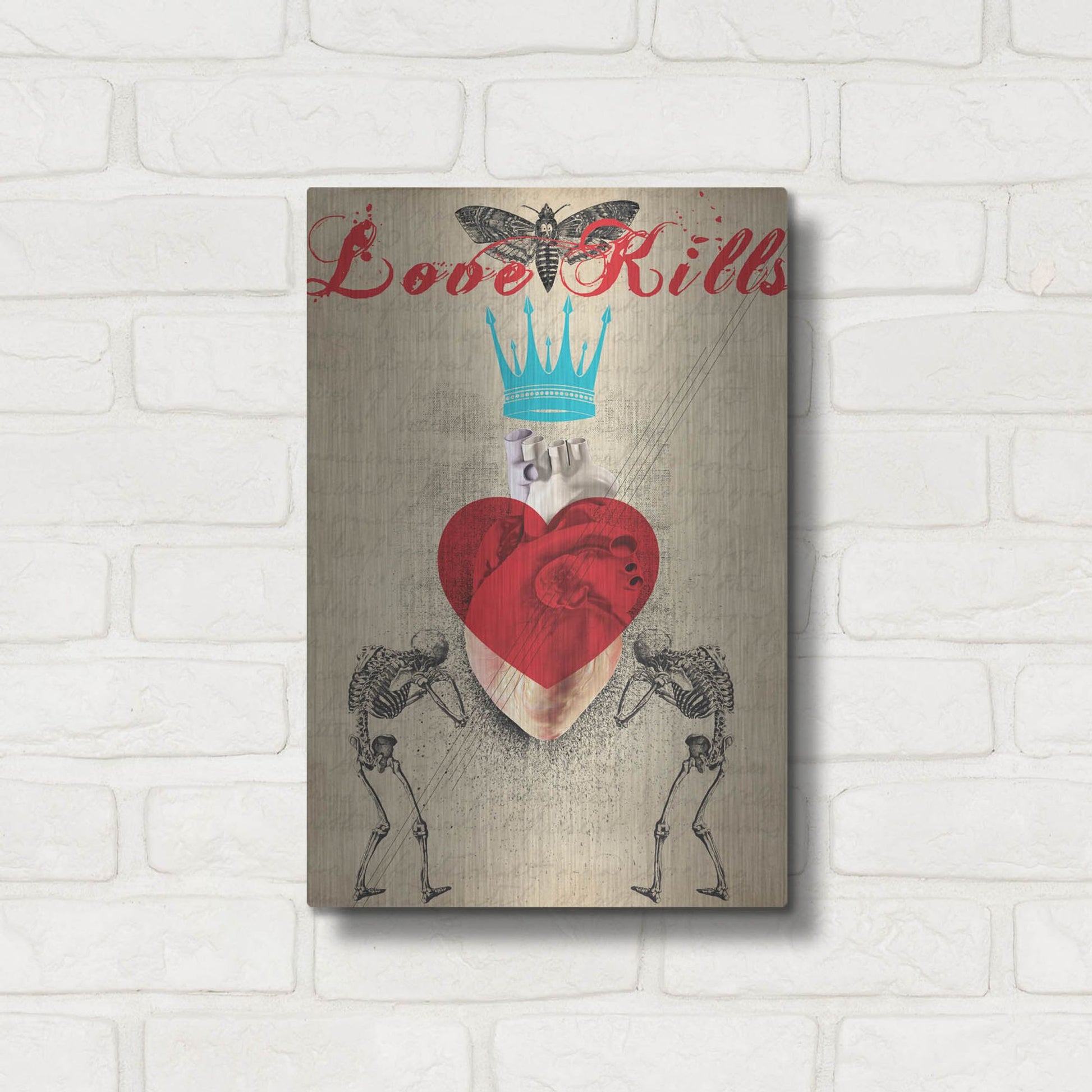 Luxe Metal Art 'Love Kills' by Elo Marc, Metal Wall Art,12x16