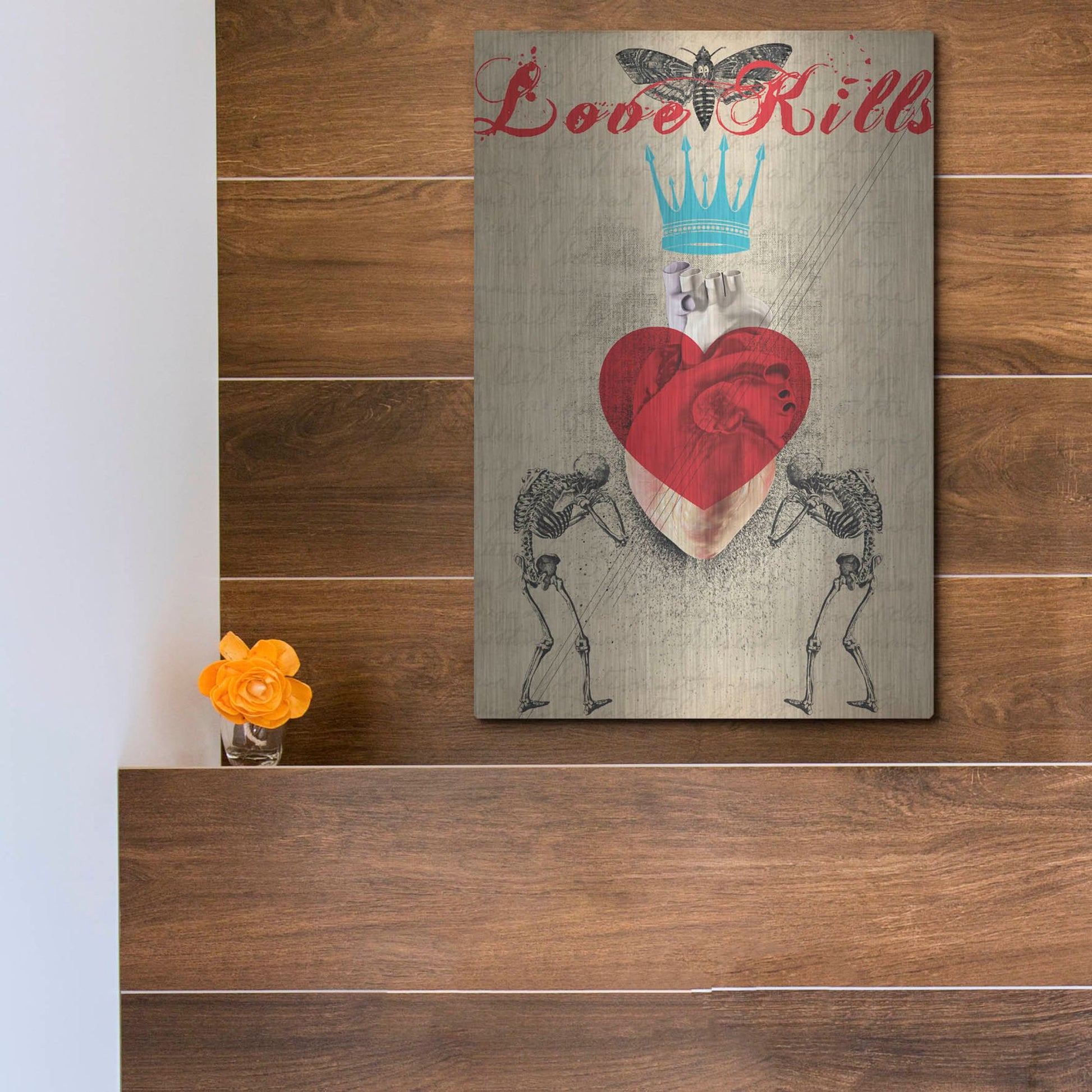 Luxe Metal Art 'Love Kills' by Elo Marc, Metal Wall Art,12x16