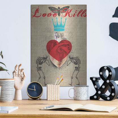Luxe Metal Art 'Love Kills' by Elo Marc, Metal Wall Art,12x16