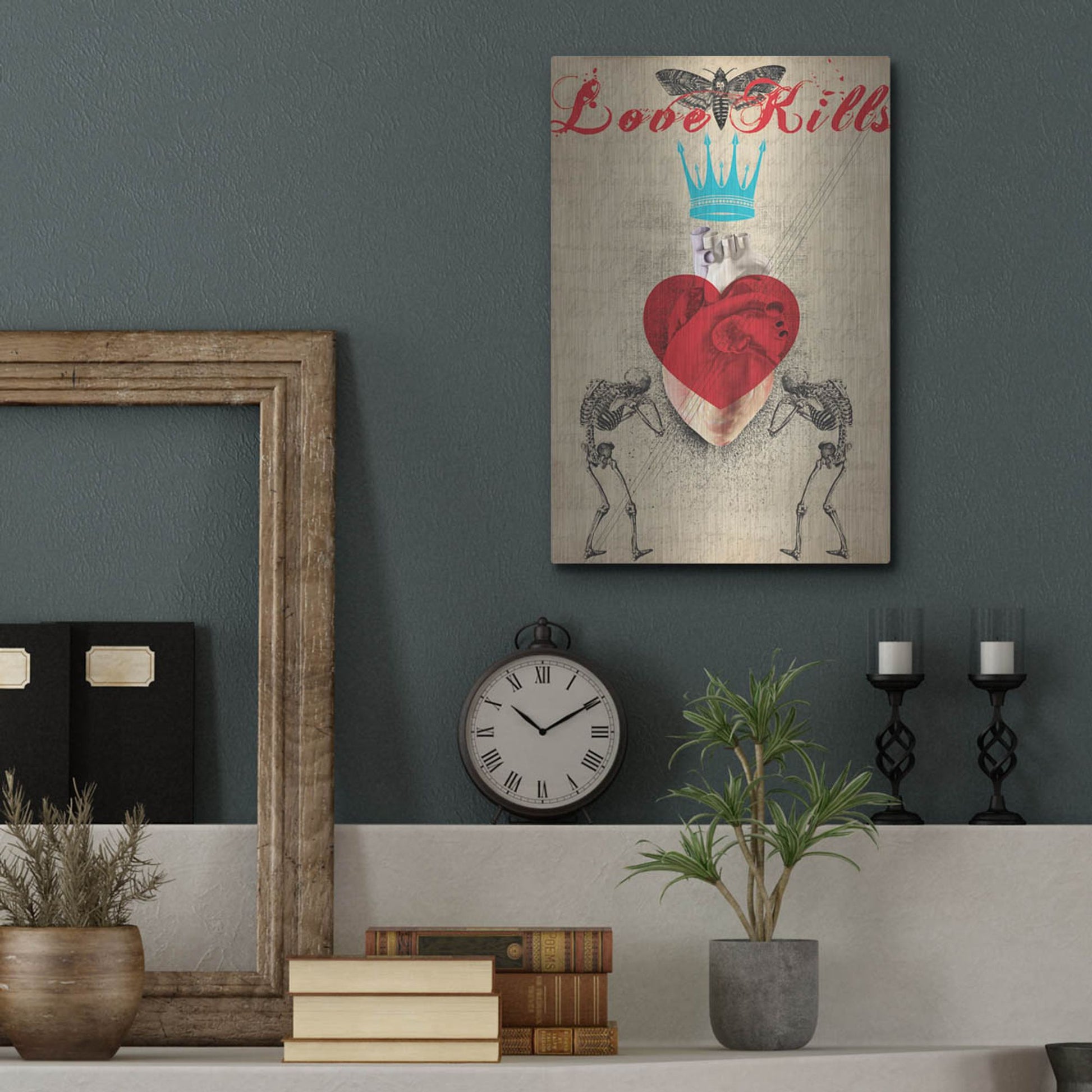 Luxe Metal Art 'Love Kills' by Elo Marc, Metal Wall Art,12x16