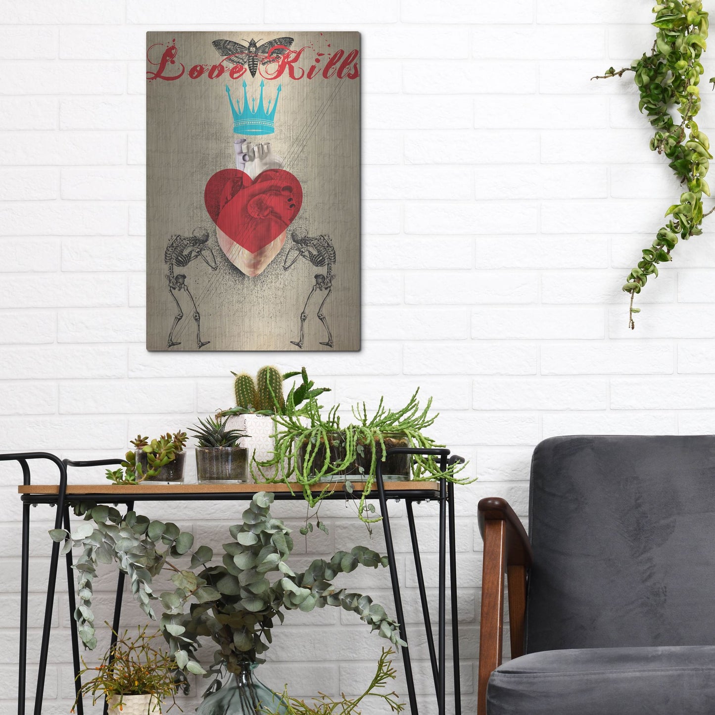 Luxe Metal Art 'Love Kills' by Elo Marc, Metal Wall Art,12x16