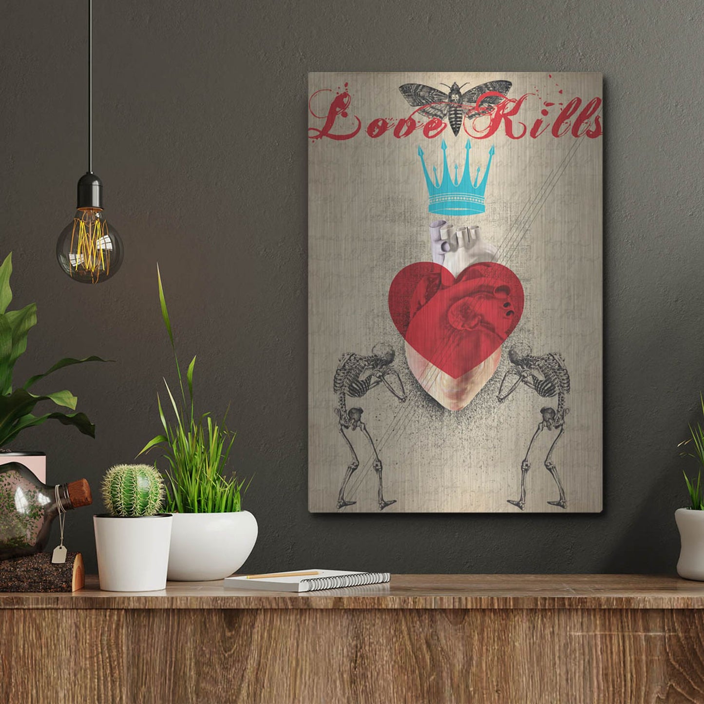 Luxe Metal Art 'Love Kills' by Elo Marc, Metal Wall Art,12x16
