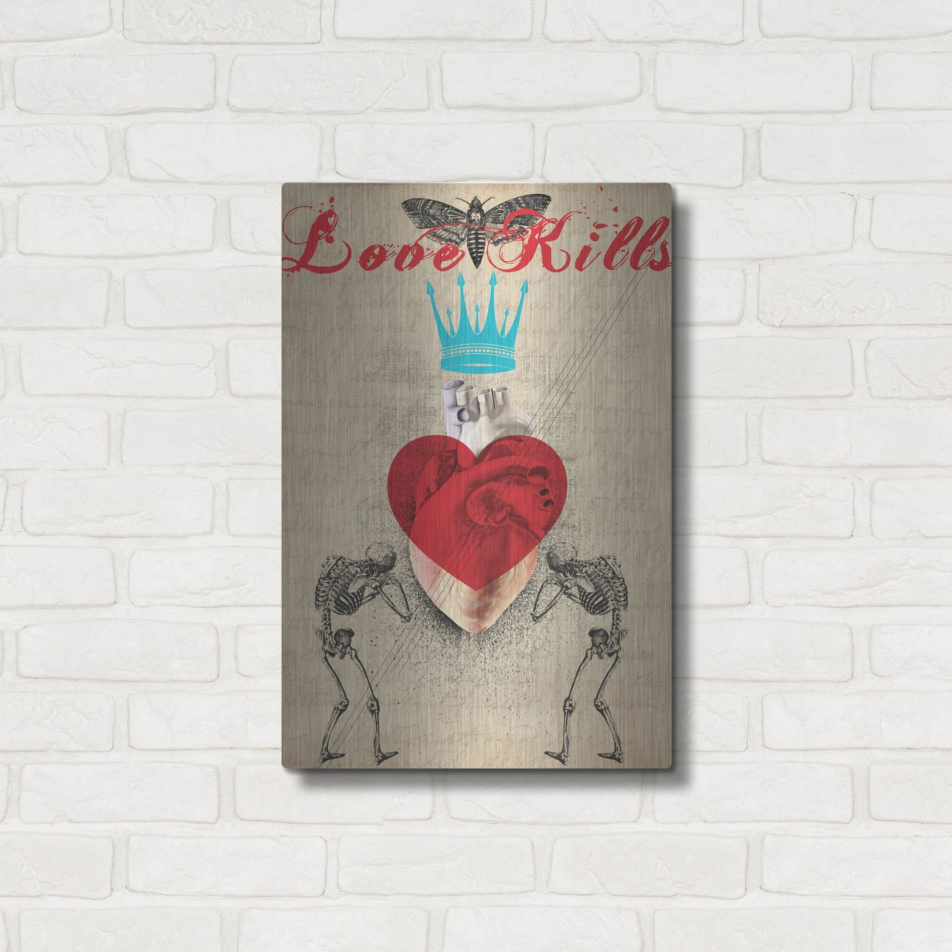 Luxe Metal Art 'Love Kills' by Elo Marc, Metal Wall Art,16x24
