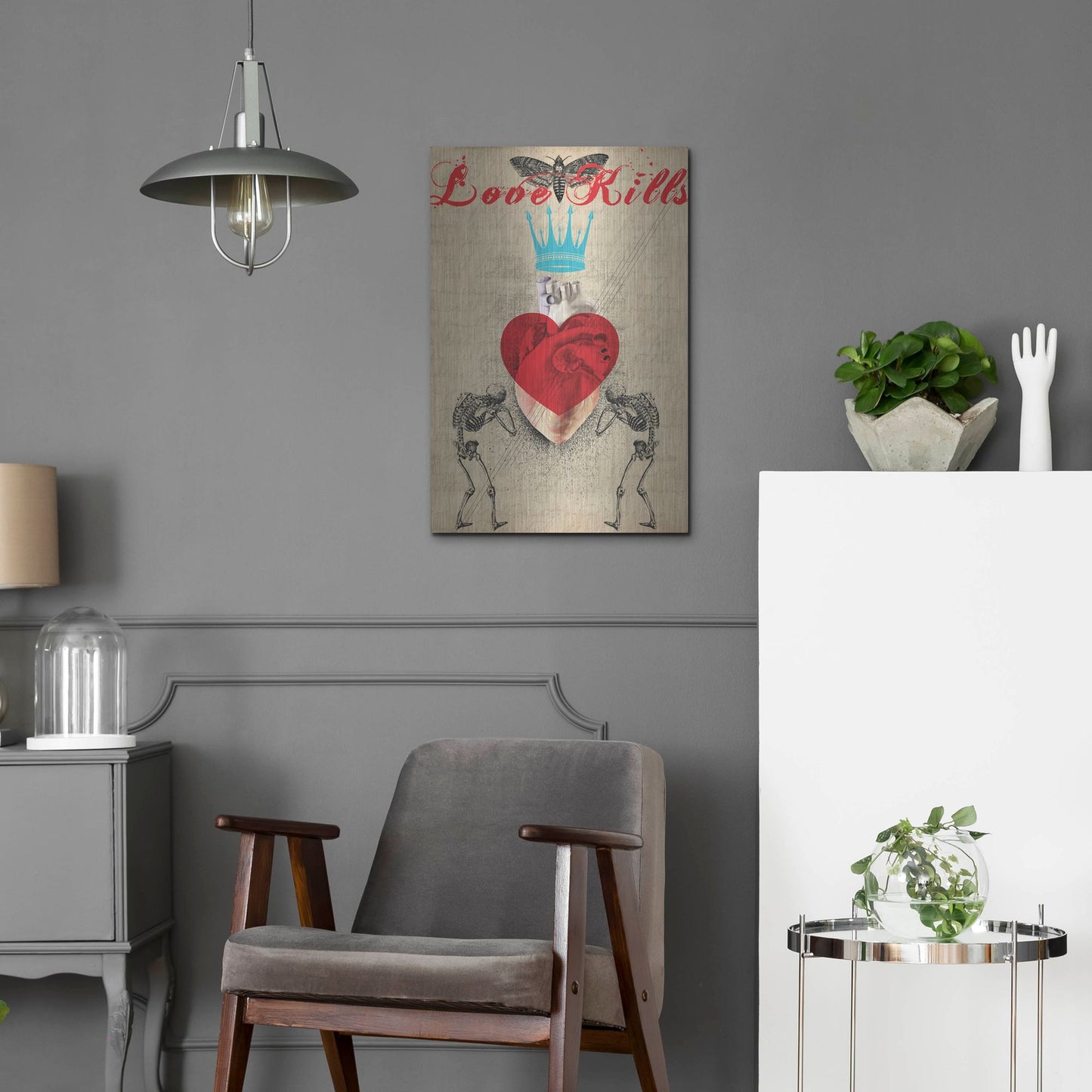 Luxe Metal Art 'Love Kills' by Elo Marc, Metal Wall Art,16x24