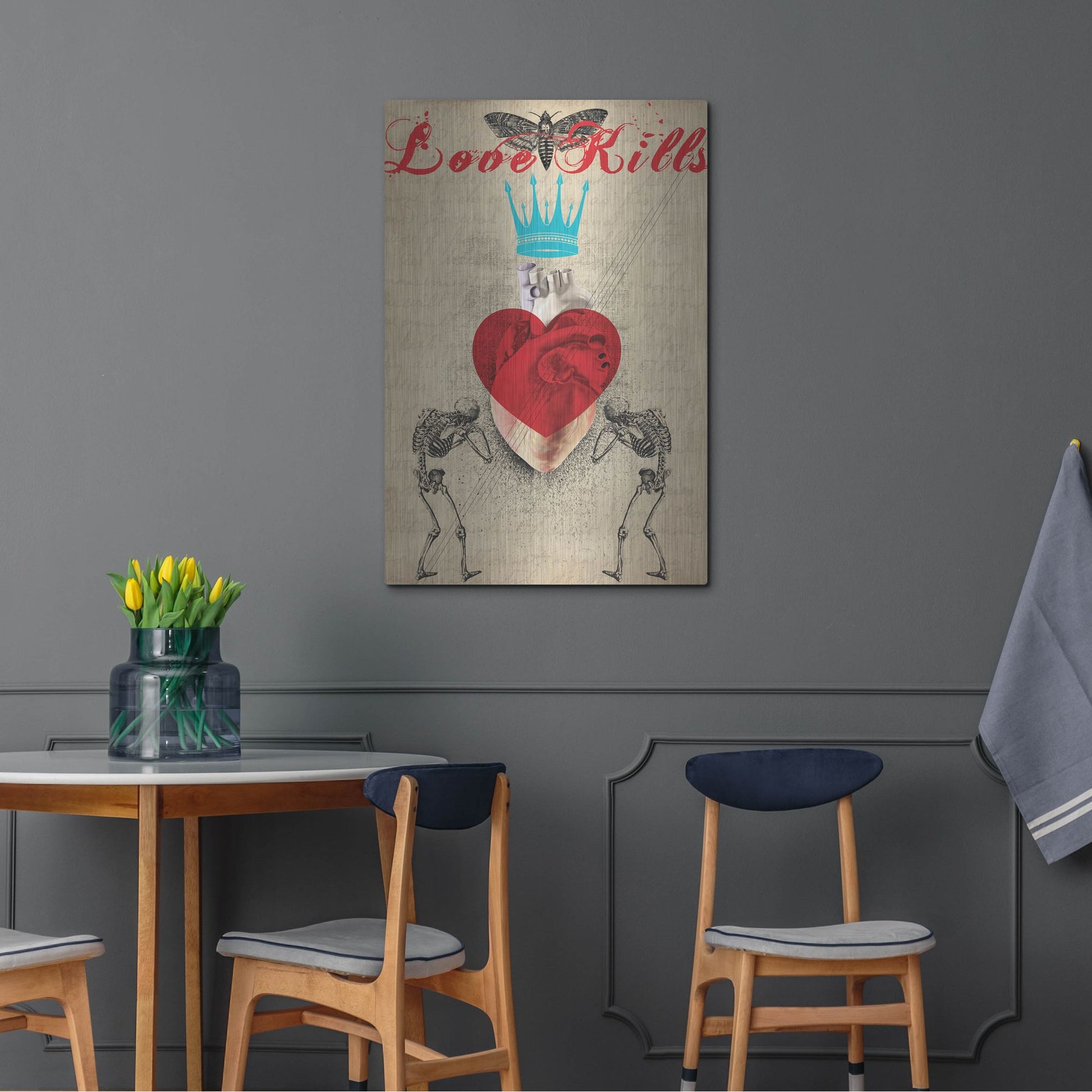 Luxe Metal Art 'Love Kills' by Elo Marc, Metal Wall Art,24x36