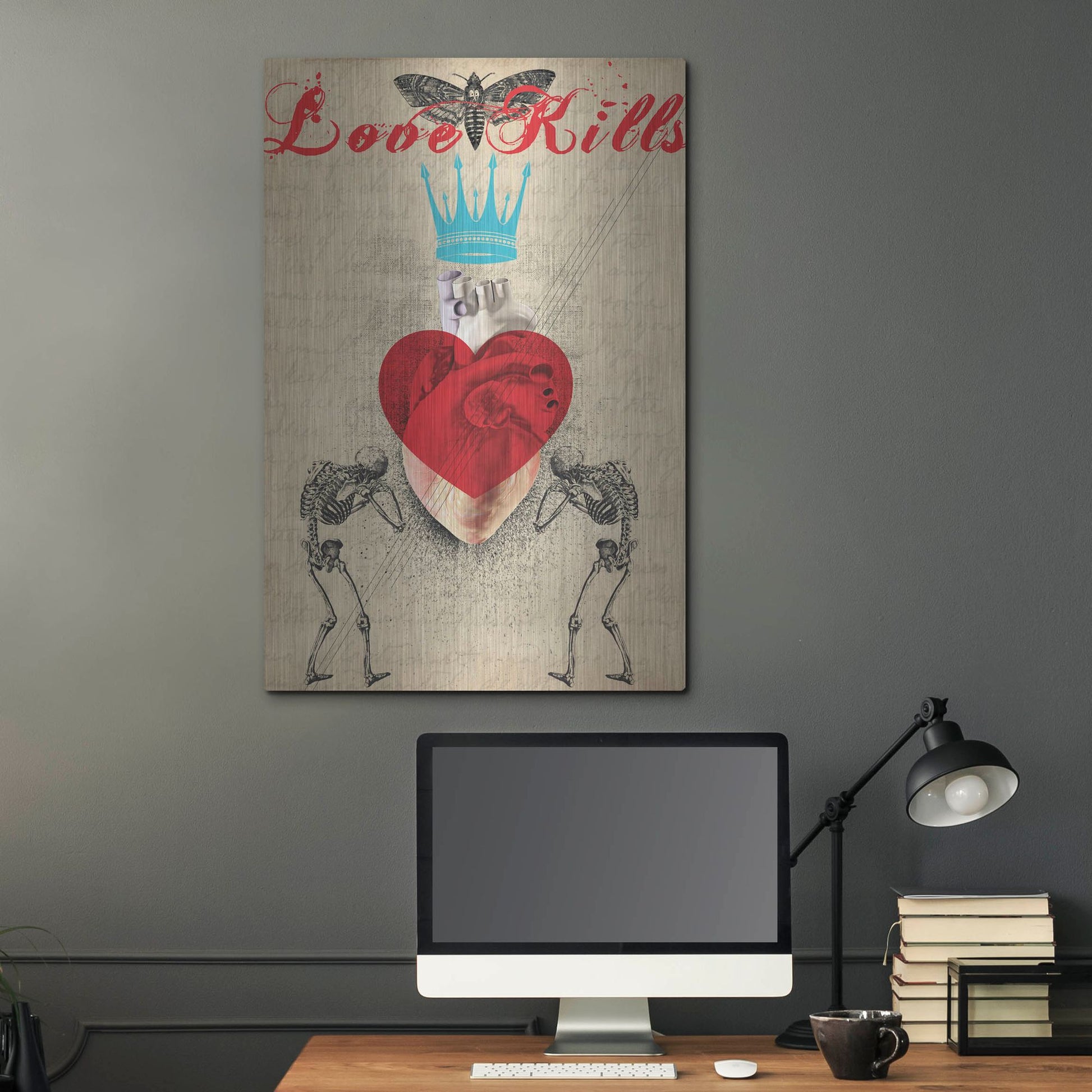 Luxe Metal Art 'Love Kills' by Elo Marc, Metal Wall Art,24x36