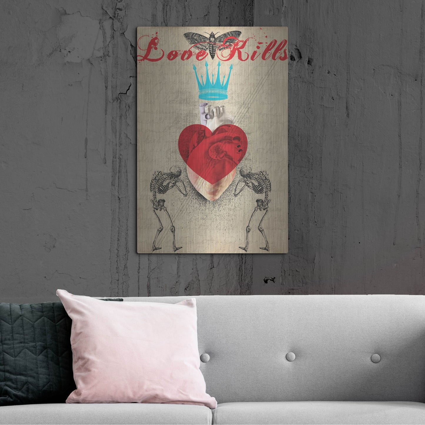Luxe Metal Art 'Love Kills' by Elo Marc, Metal Wall Art,24x36
