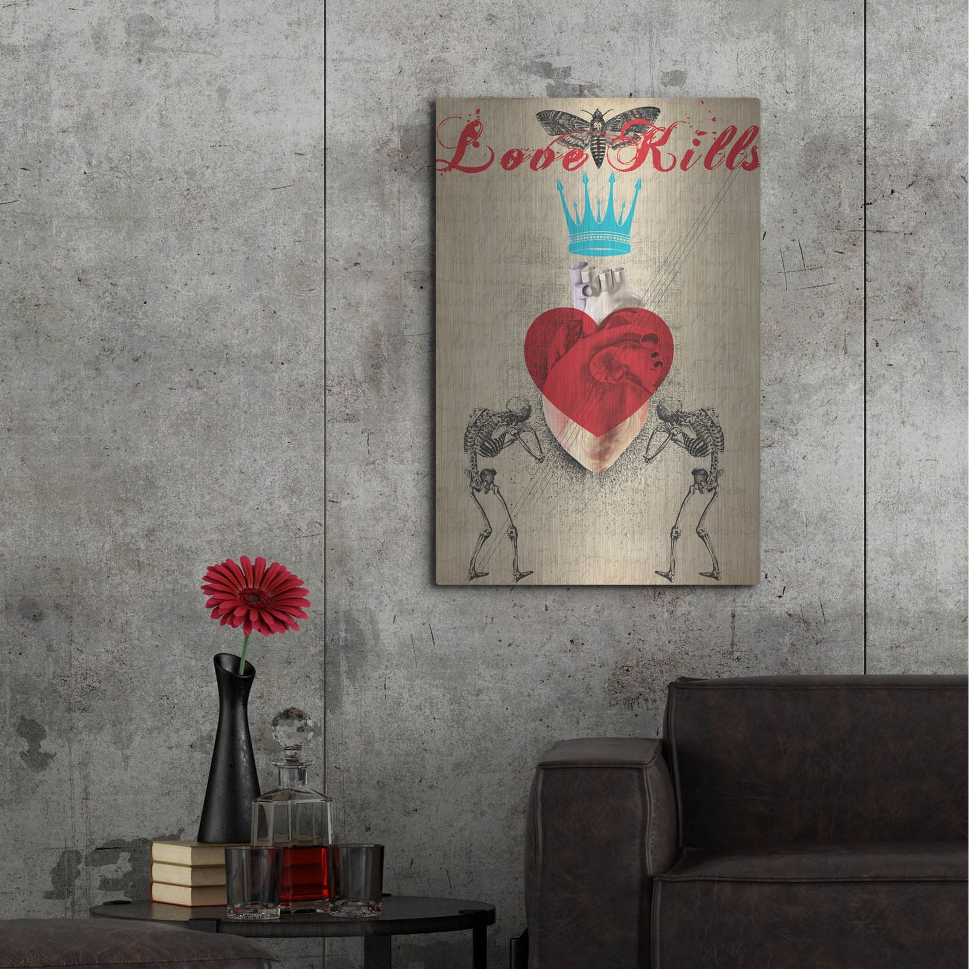 Luxe Metal Art 'Love Kills' by Elo Marc, Metal Wall Art,24x36