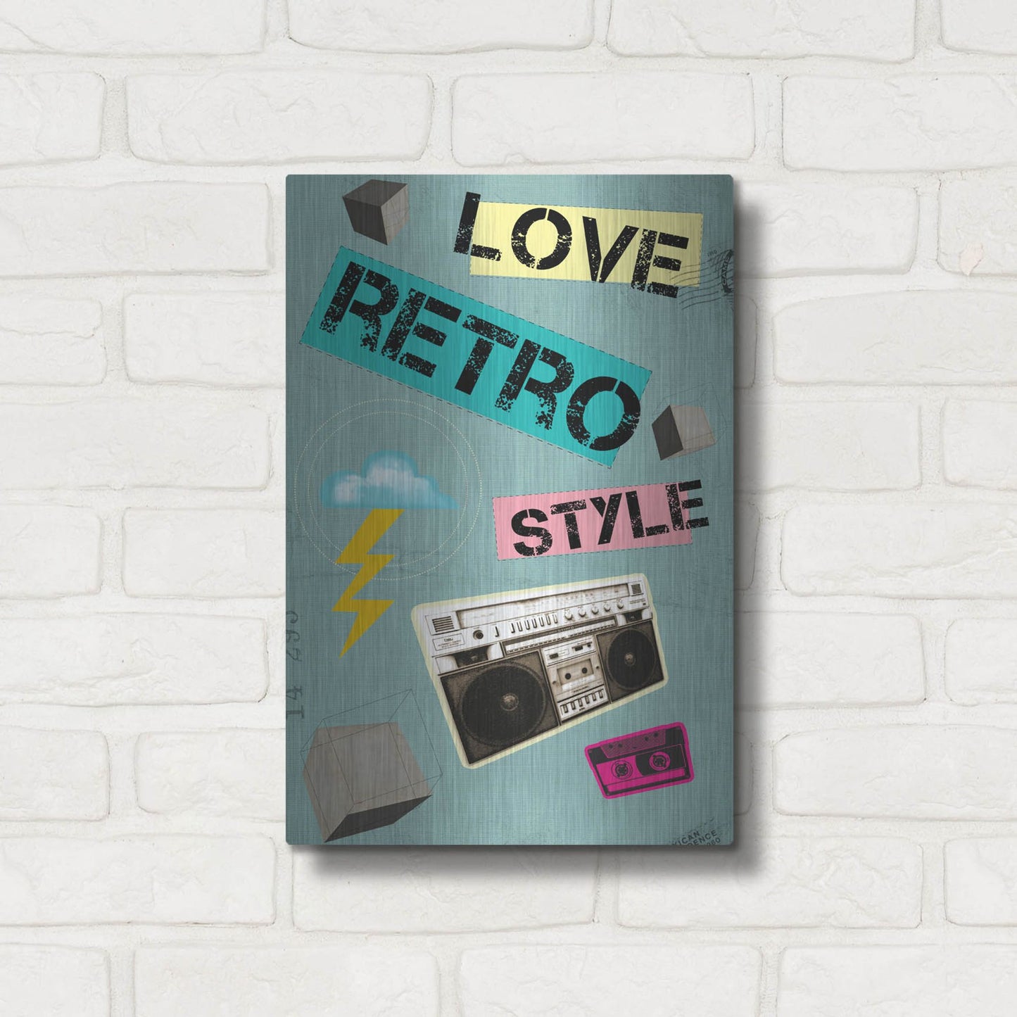 Luxe Metal Art 'Love Retro Style' by Elo Marc, Metal Wall Art,12x16
