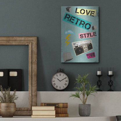 Luxe Metal Art 'Love Retro Style' by Elo Marc, Metal Wall Art,12x16