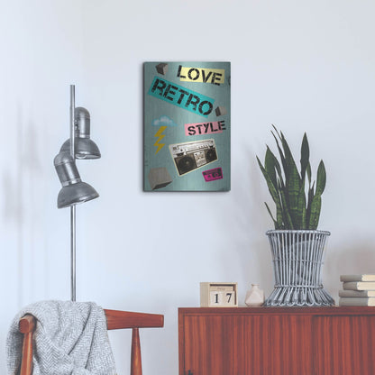 Luxe Metal Art 'Love Retro Style' by Elo Marc, Metal Wall Art,16x24