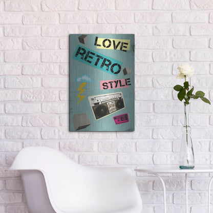 Luxe Metal Art 'Love Retro Style' by Elo Marc, Metal Wall Art,16x24