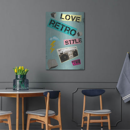 Luxe Metal Art 'Love Retro Style' by Elo Marc, Metal Wall Art,24x36