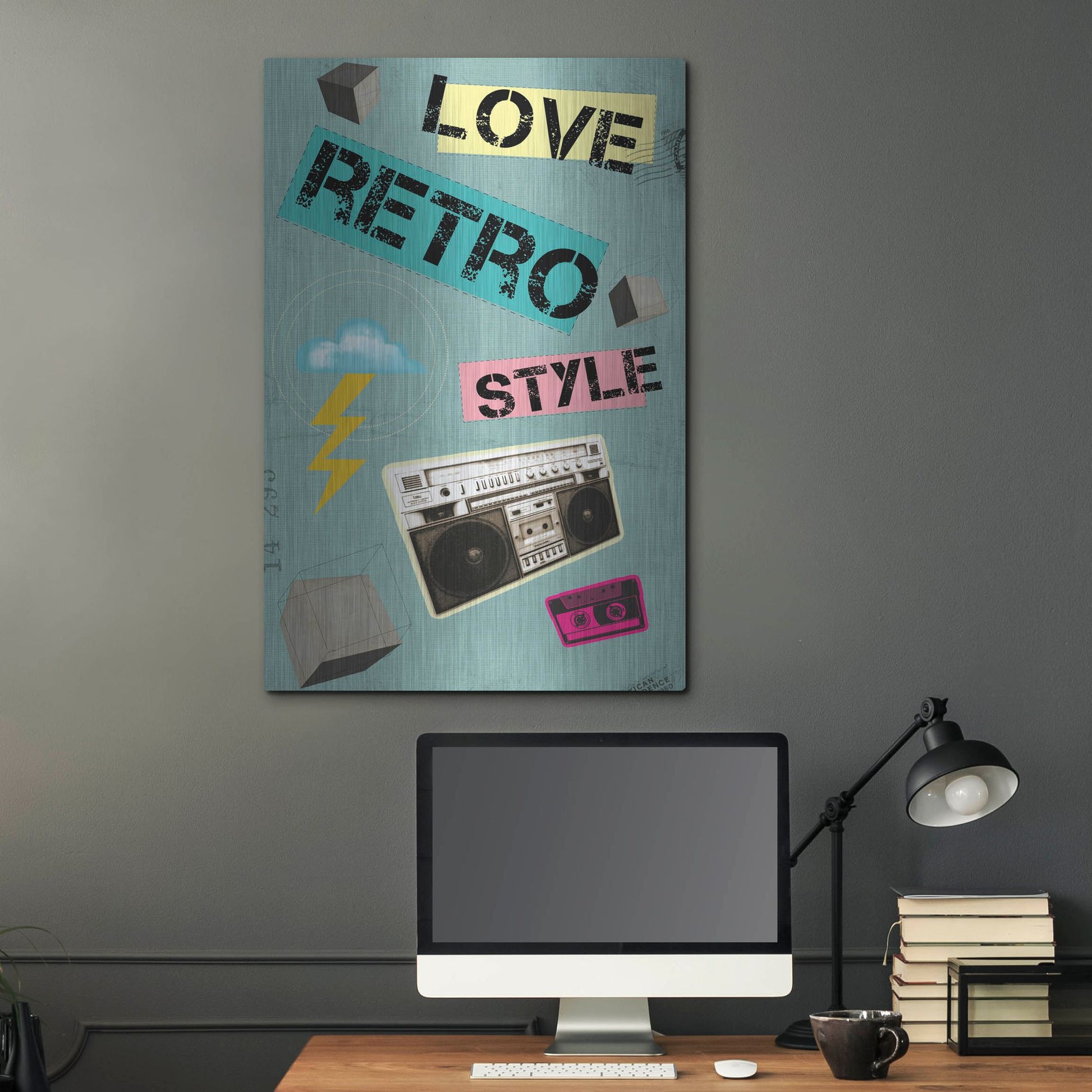 Luxe Metal Art 'Love Retro Style' by Elo Marc, Metal Wall Art,24x36