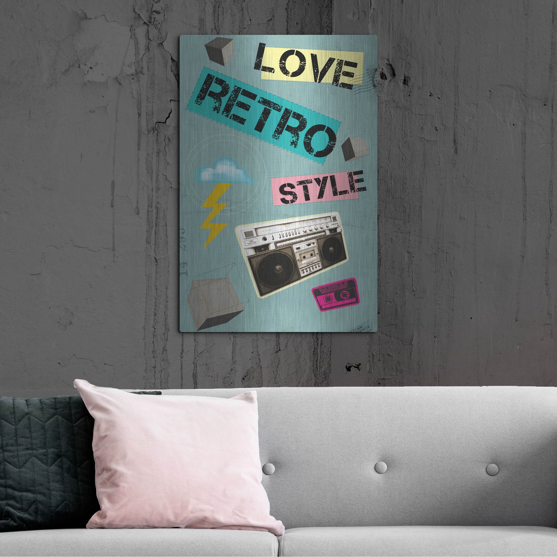 Luxe Metal Art 'Love Retro Style' by Elo Marc, Metal Wall Art,24x36