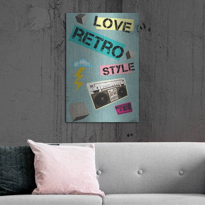 Luxe Metal Art 'Love Retro Style' by Elo Marc, Metal Wall Art,24x36