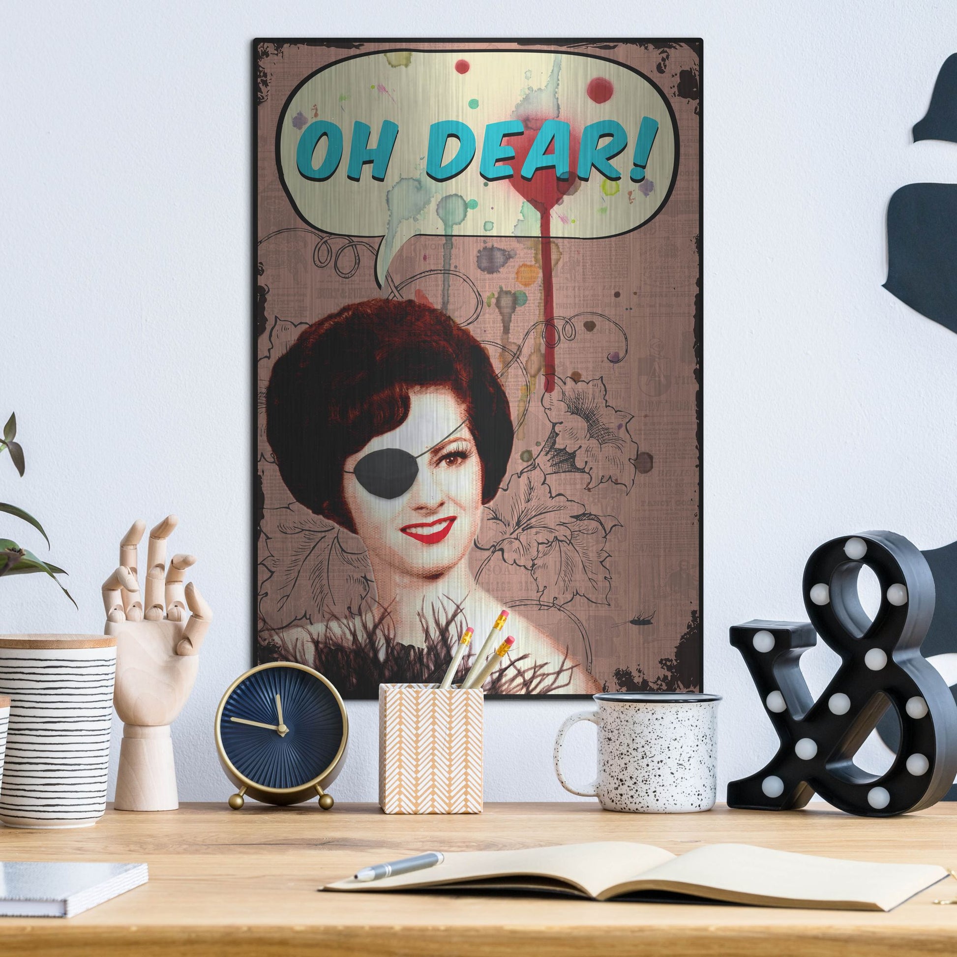 Luxe Metal Art 'Oh Dear' by Elo Marc, Metal Wall Art,12x16