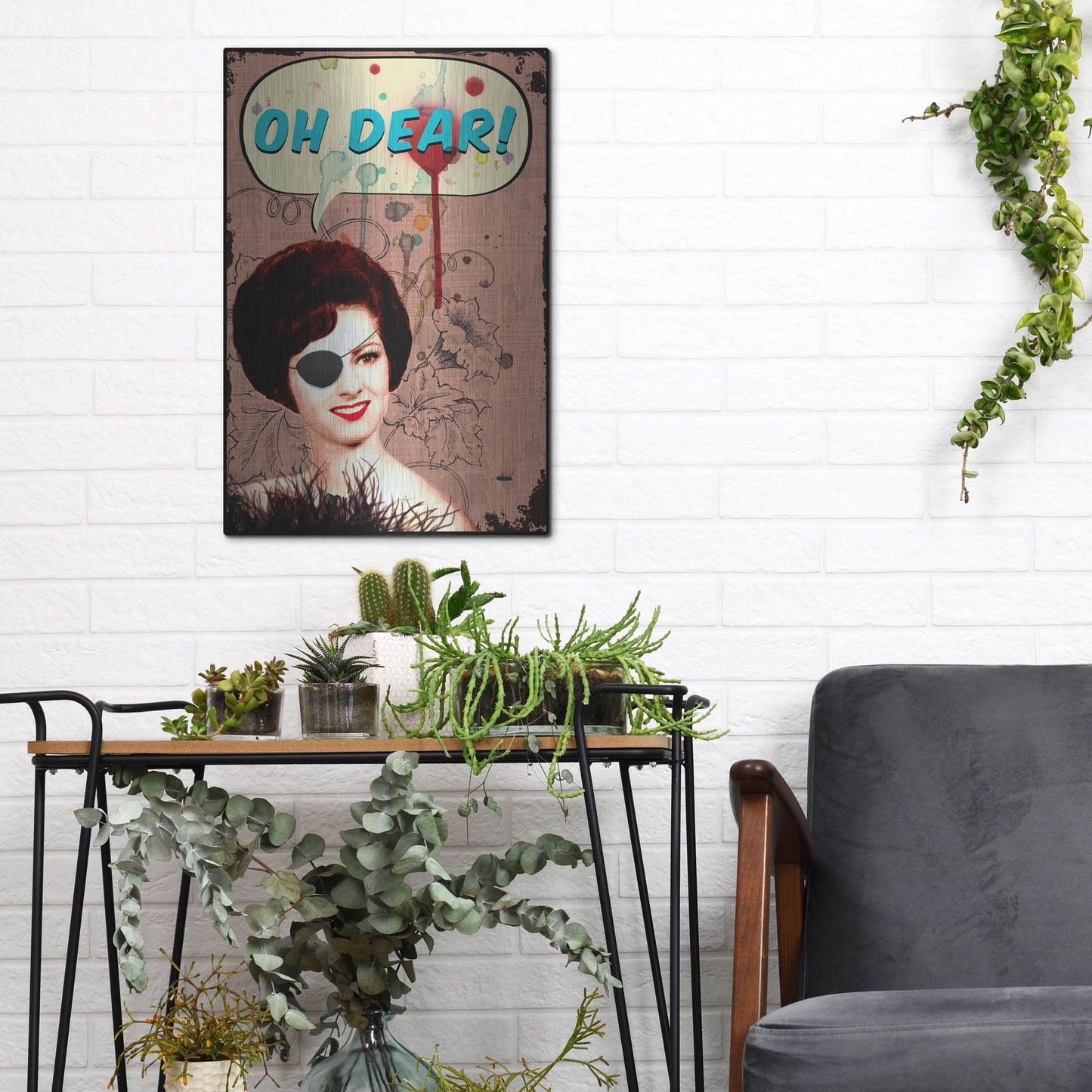 Luxe Metal Art 'Oh Dear' by Elo Marc, Metal Wall Art,12x16