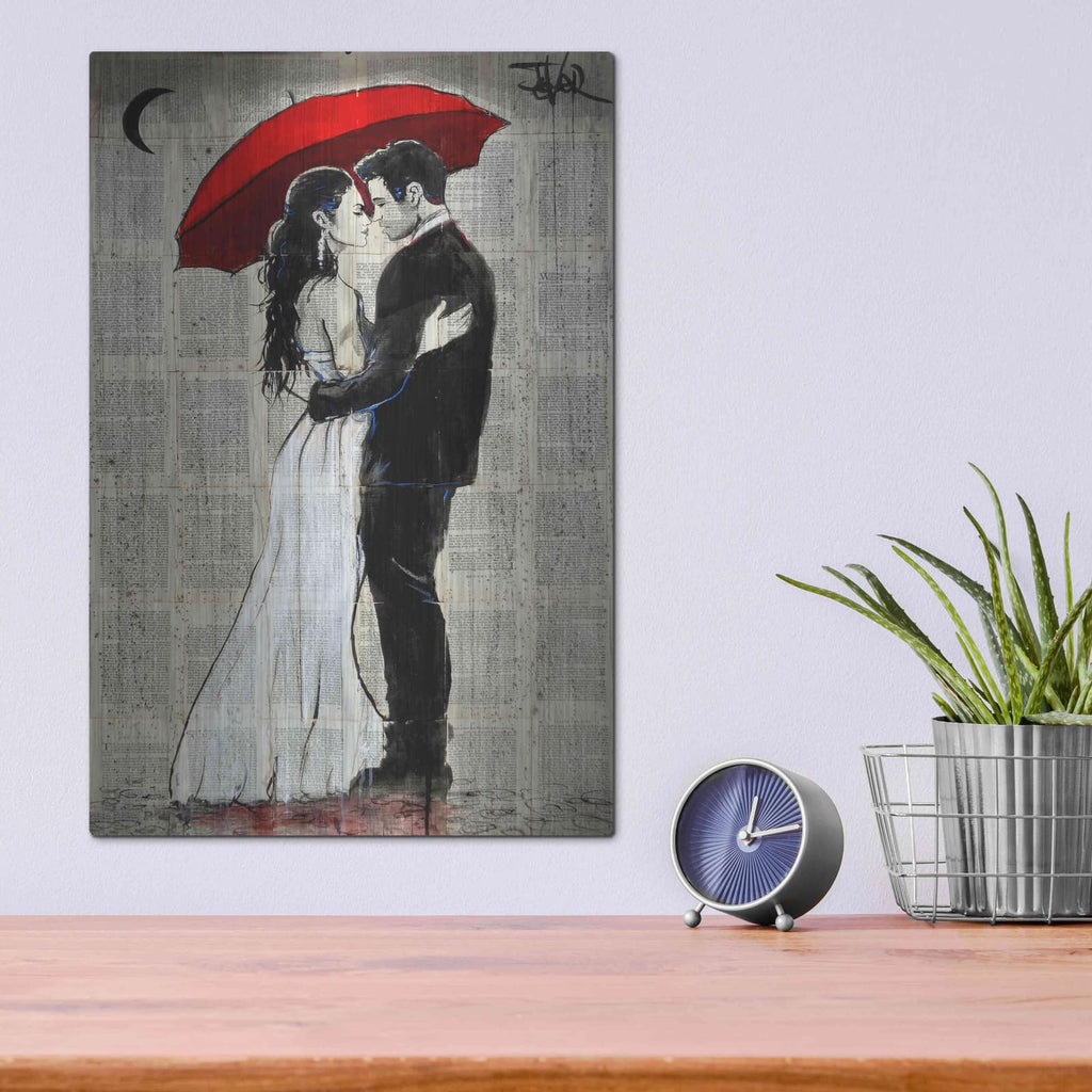 Luxe Metal Art 'Some Rainy Night' by Loui Jover, Metal Wall Art,12x16