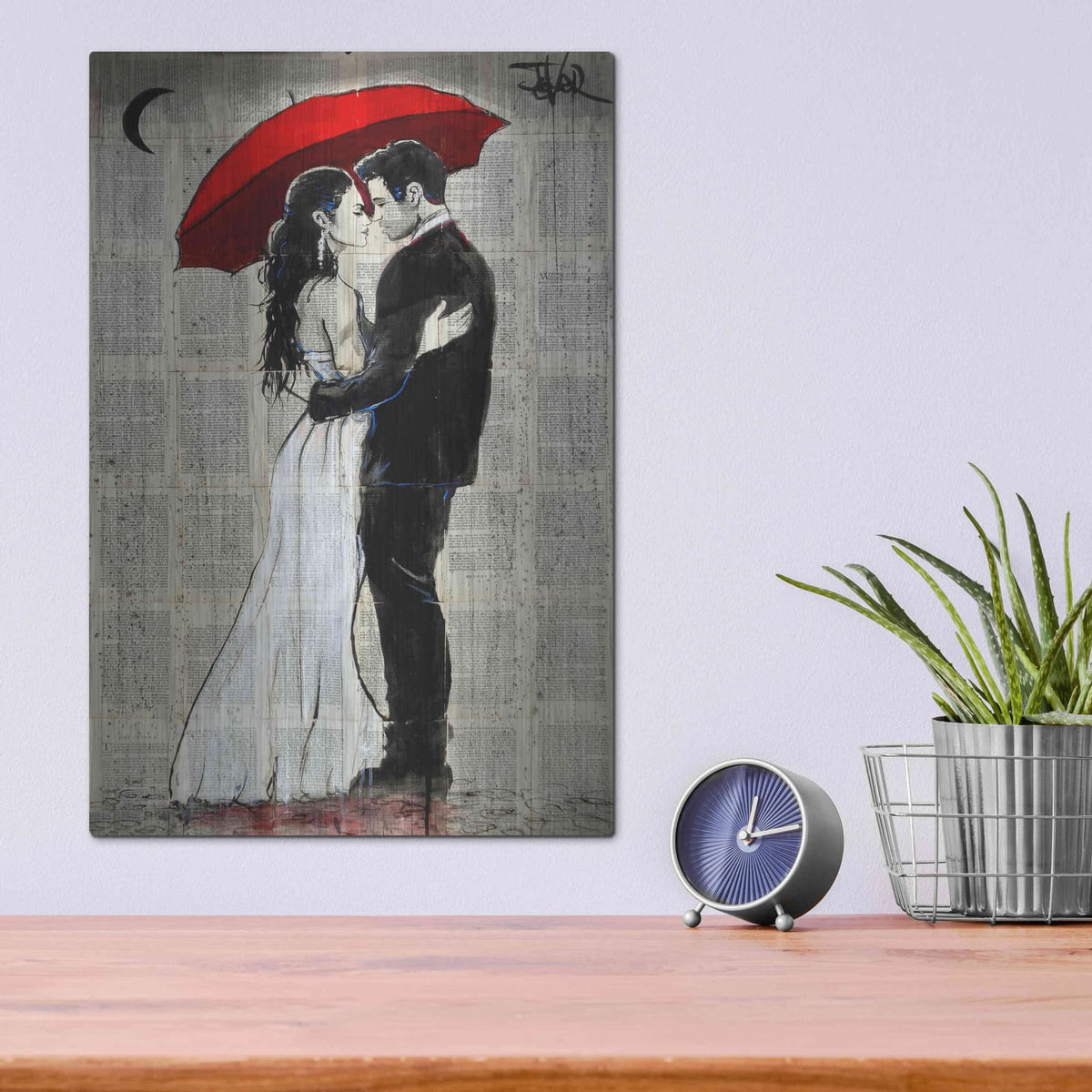 Luxe Metal Art 'Some Rainy Night' by Loui Jover, Metal Wall Art,12x16