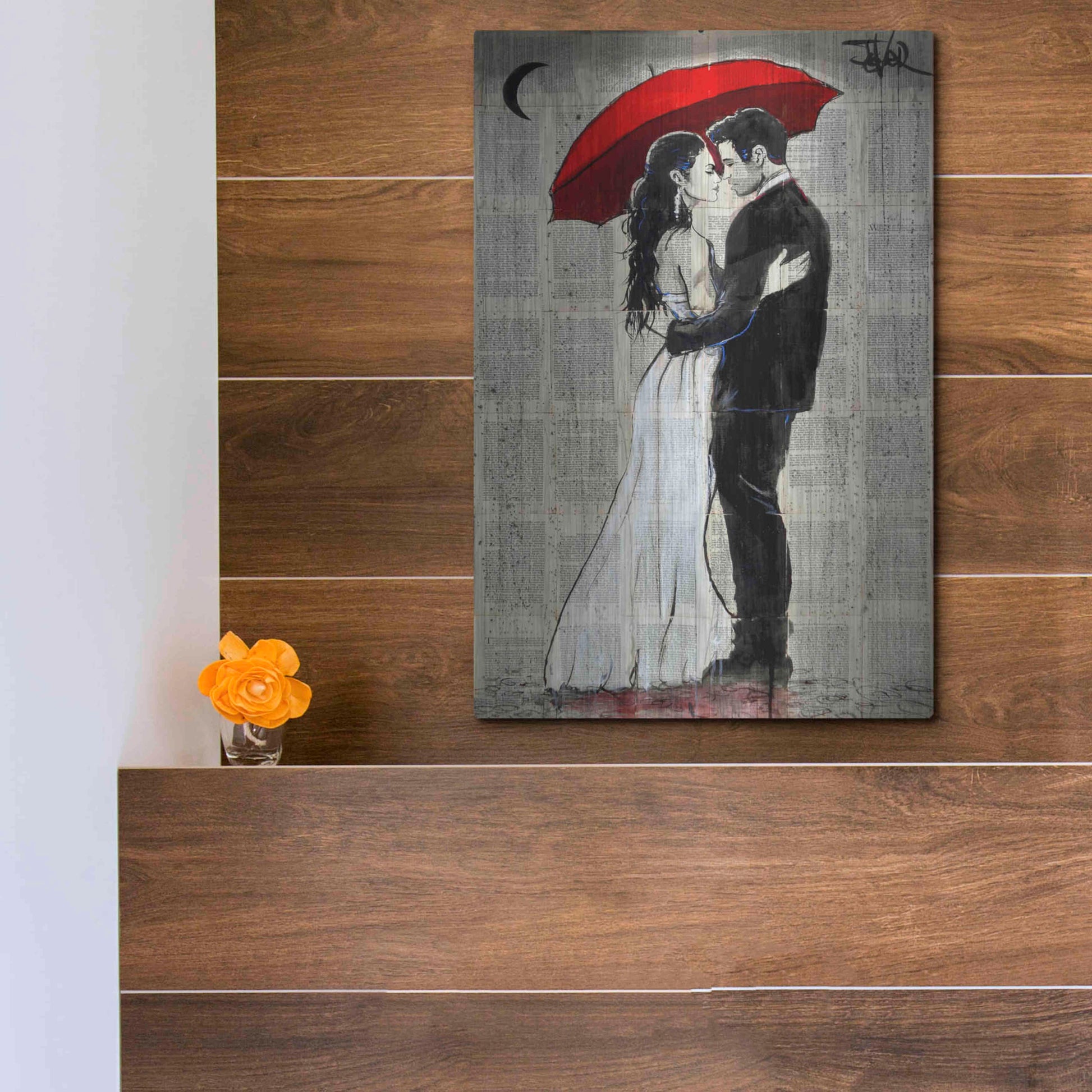 Luxe Metal Art 'Some Rainy Night' by Loui Jover, Metal Wall Art,12x16