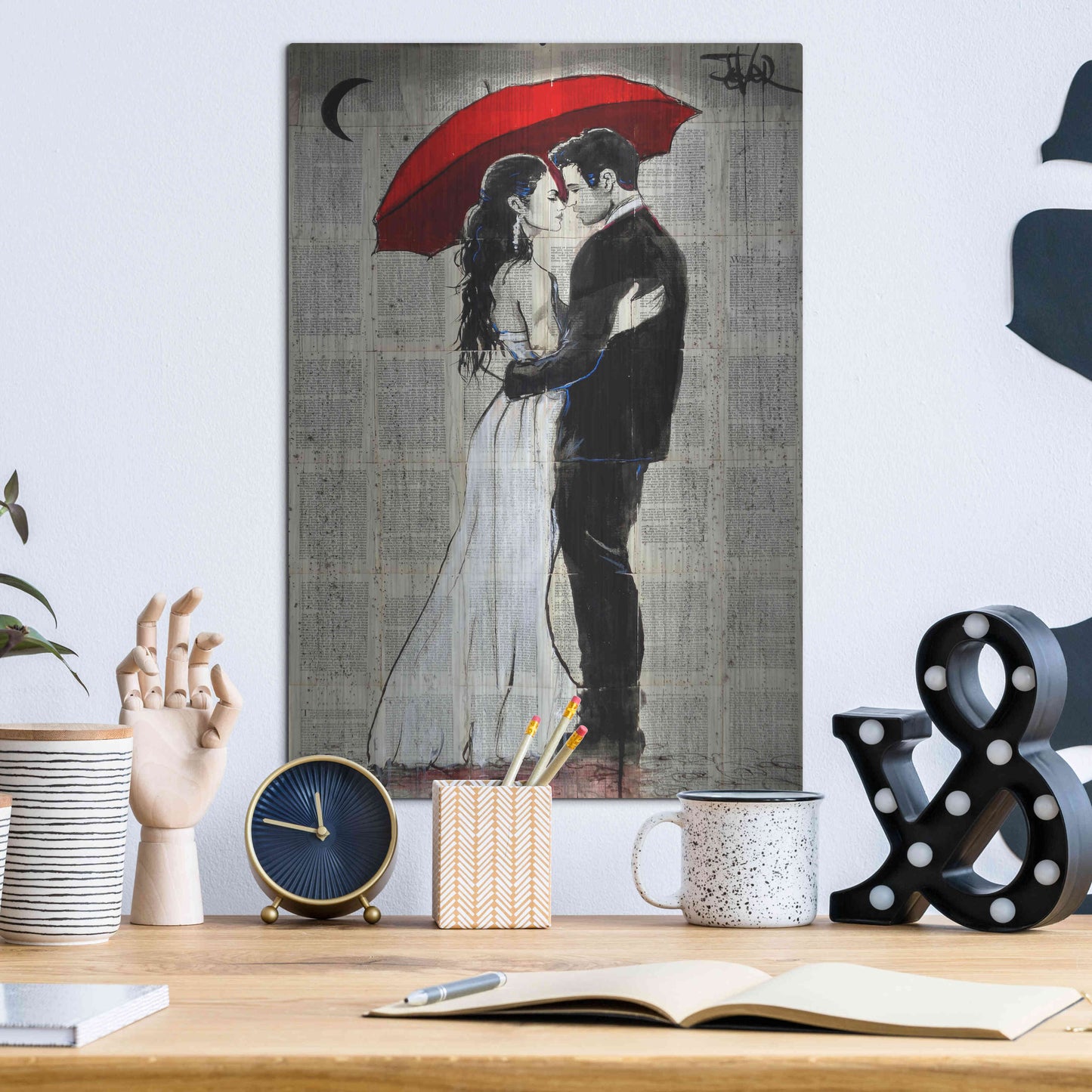 Luxe Metal Art 'Some Rainy Night' by Loui Jover, Metal Wall Art,12x16