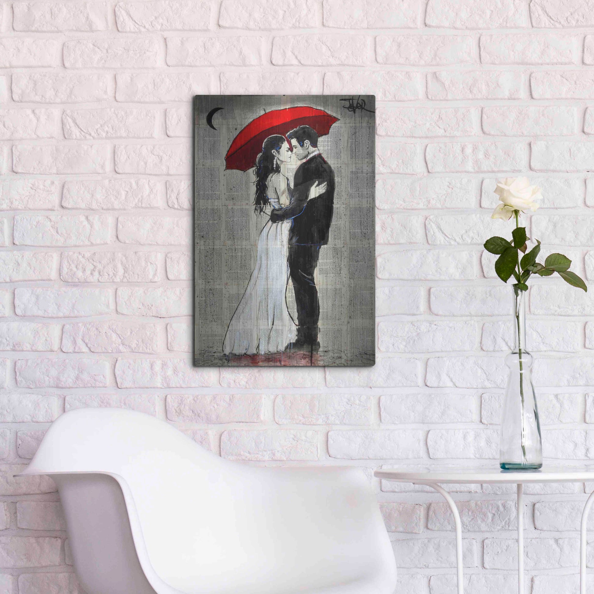 Luxe Metal Art 'Some Rainy Night' by Loui Jover, Metal Wall Art,16x24