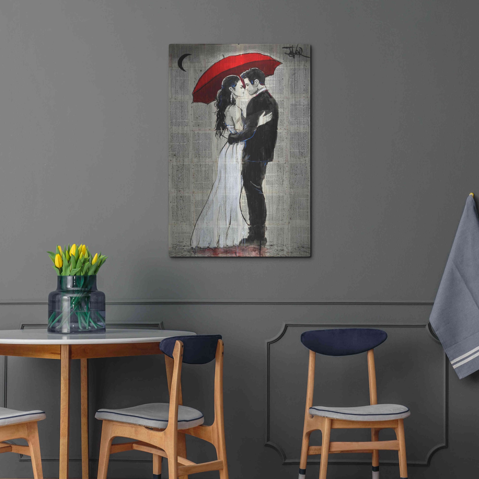 Luxe Metal Art 'Some Rainy Night' by Loui Jover, Metal Wall Art,24x36