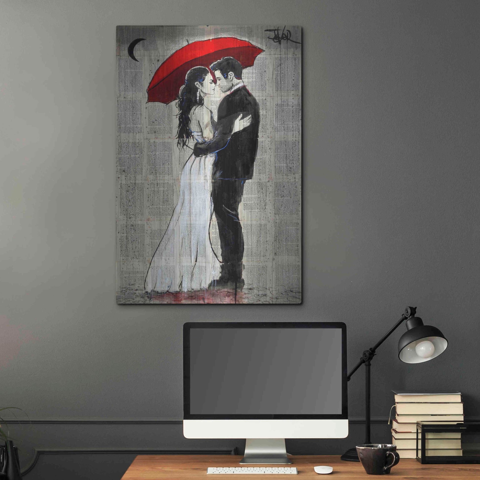 Luxe Metal Art 'Some Rainy Night' by Loui Jover, Metal Wall Art,24x36