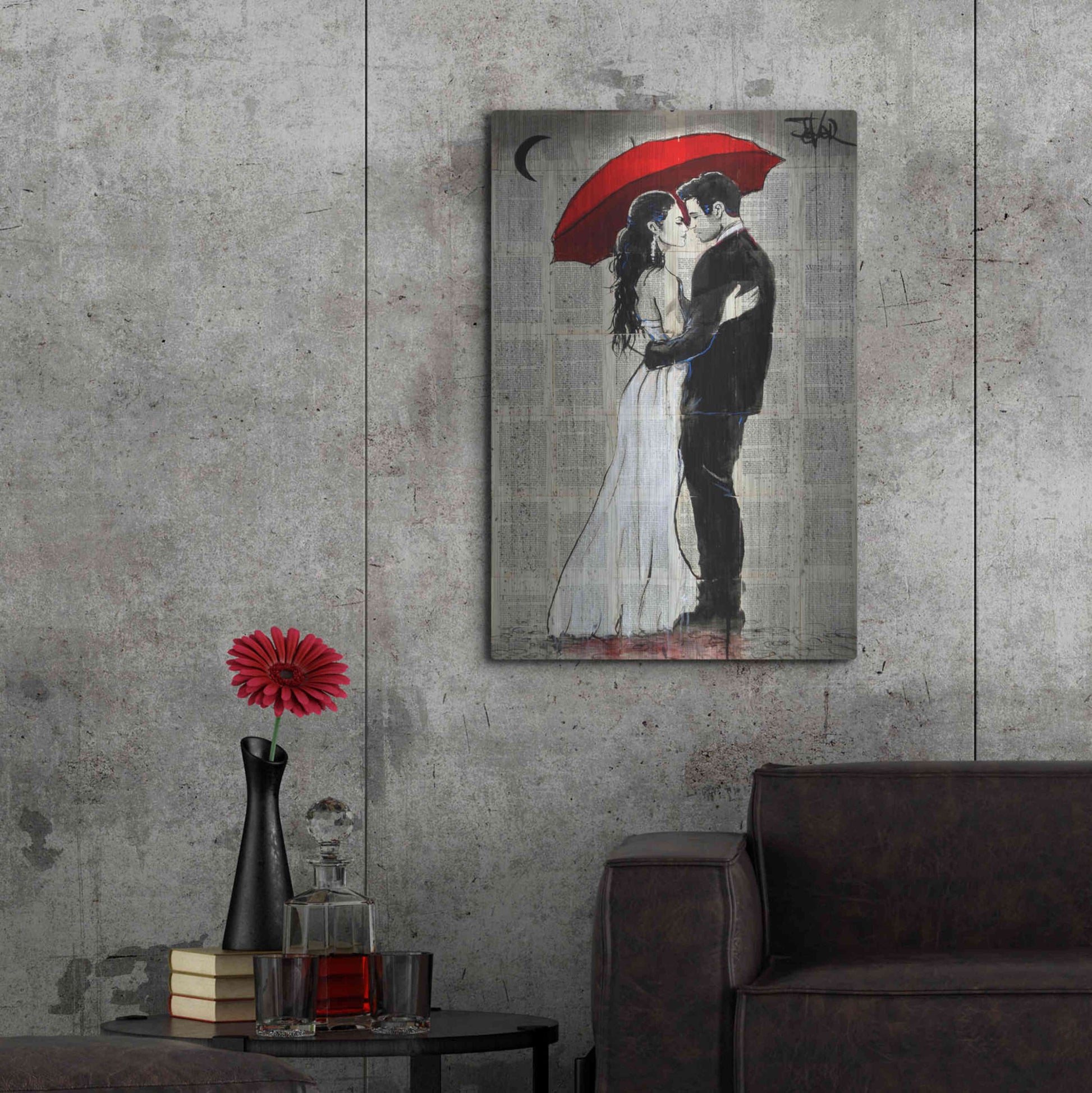 Luxe Metal Art 'Some Rainy Night' by Loui Jover, Metal Wall Art,24x36