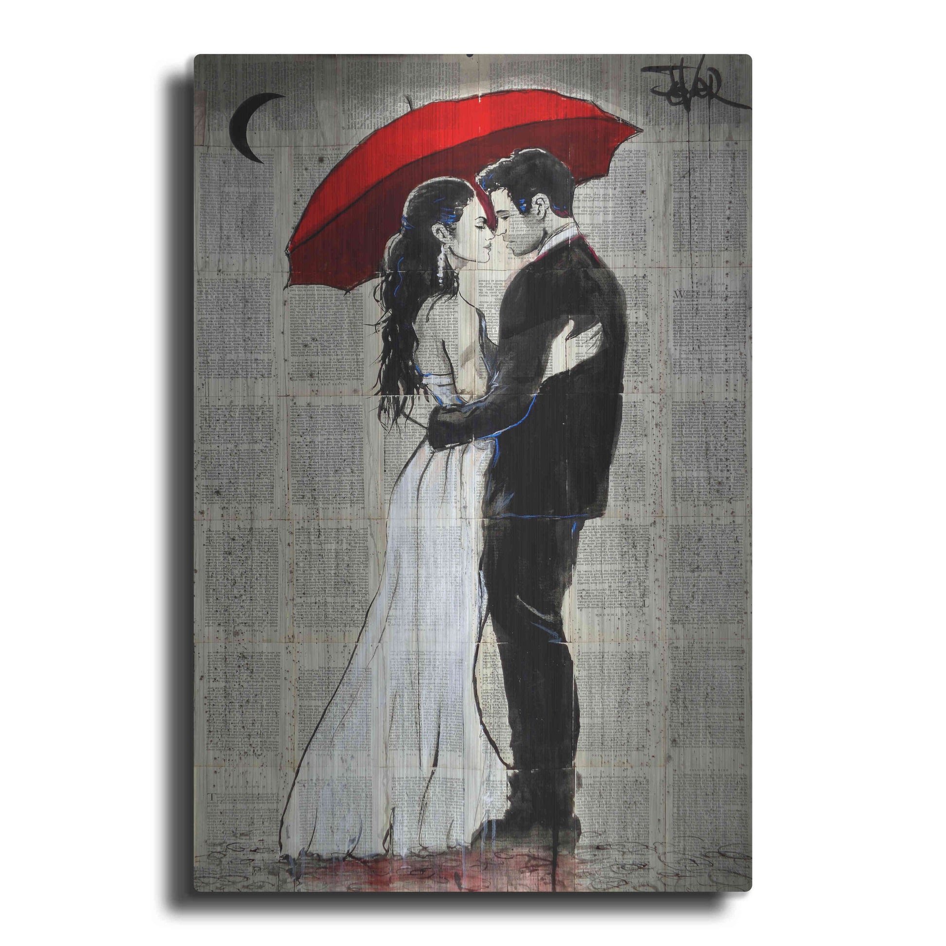 Luxe Metal Art 'Some Rainy Night' by Loui Jover, Metal Wall Art